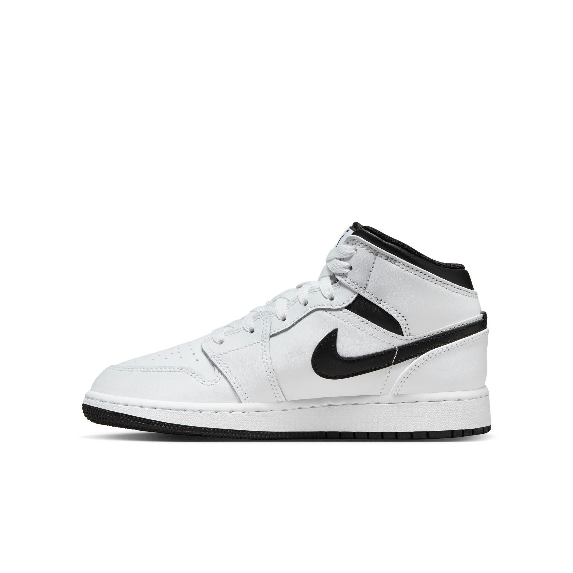 Jordan 1 Mid Grade School Boys' "White/Black" Shoe