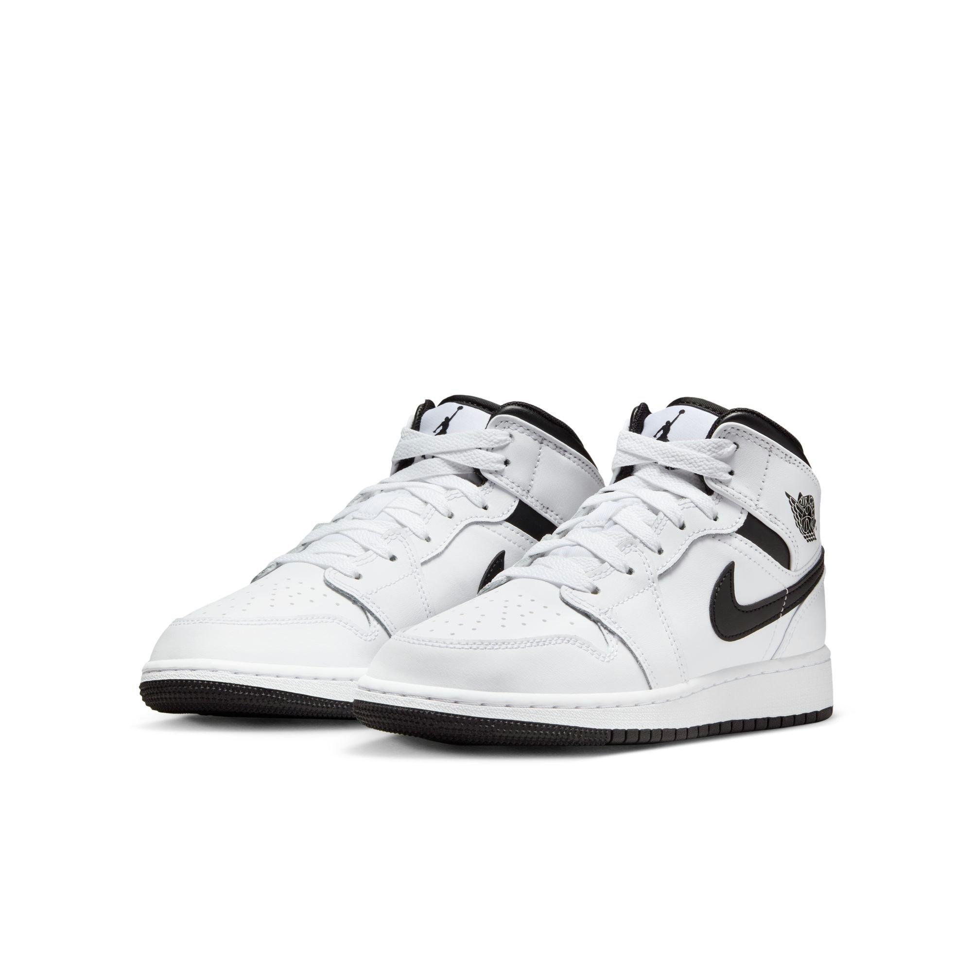 Jordan 1 Mid Grade School Boys' "White/Black" Shoe