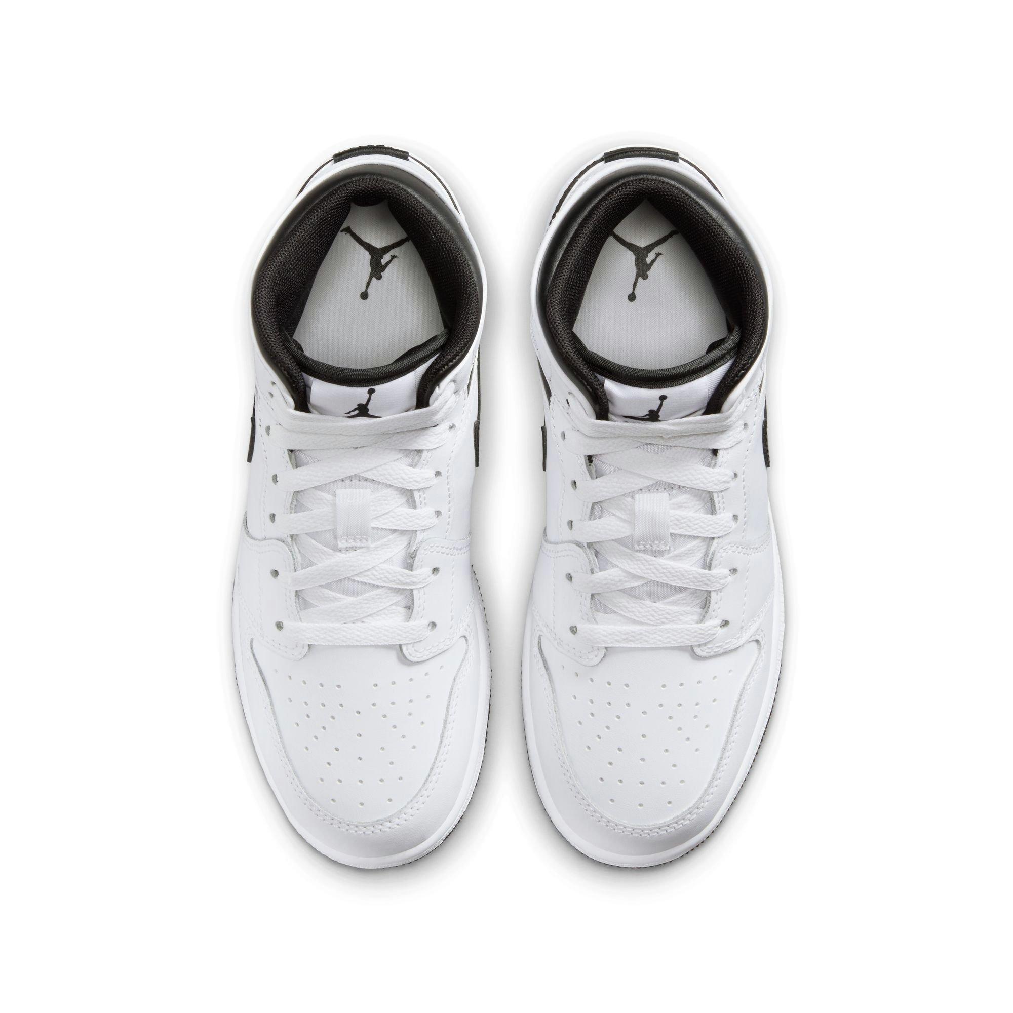 Jordan 1 Mid Grade School Boys' "White/Black" Shoe