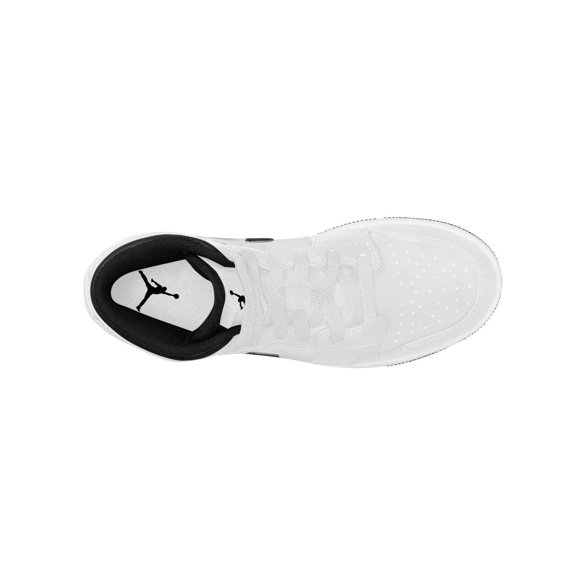 Jordan 1 Mid Grade School Boys' "White/Black" Shoe