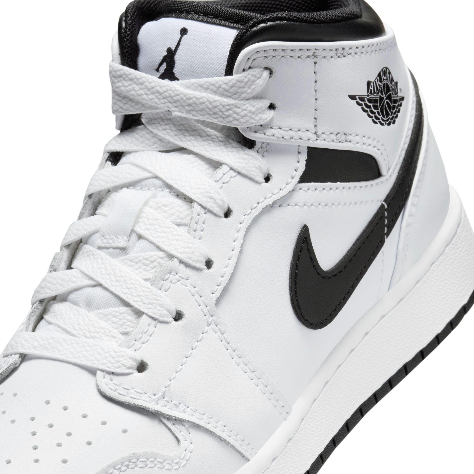 Jordan 1 Mid Grade School Boys' "White/Black" Shoe