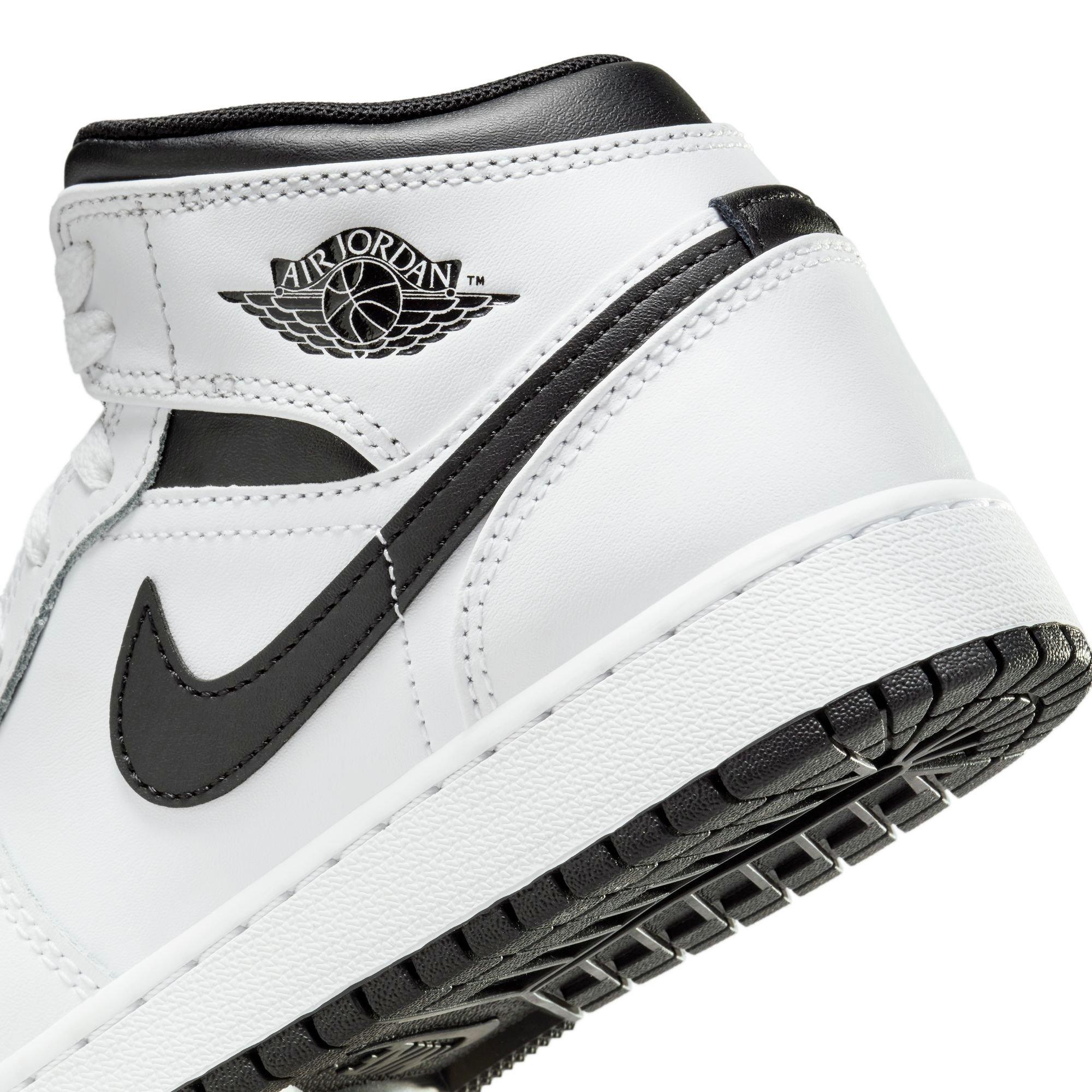 Jordan 1 Mid Grade School Boys' "White/Black" Shoe
