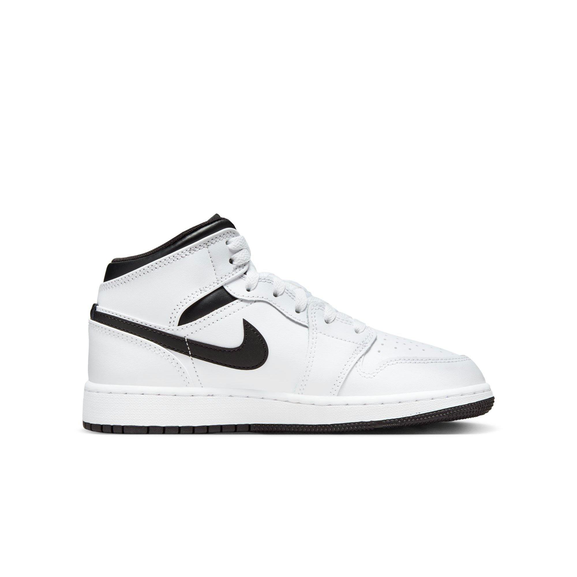 Jordan 1 Mid Grade School Boys' "White/Black" Shoe