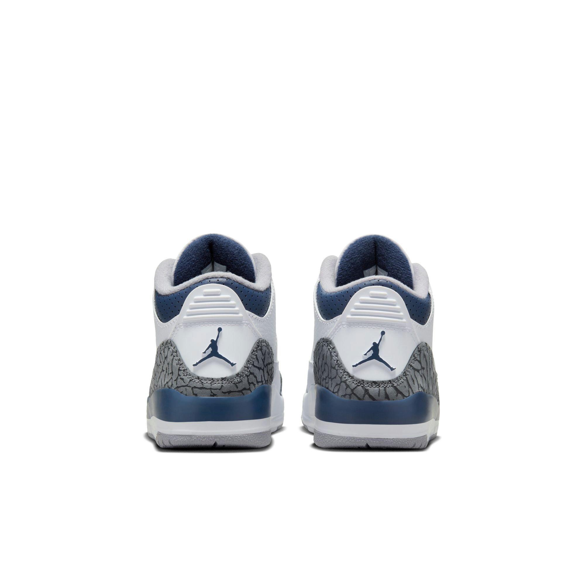Jordan 3 Retro "Midnight Navy" Preschool Kids' Shoe - WHITE/MIDNIGHT NAVY/CEMENT GREY Thumbnail View 8