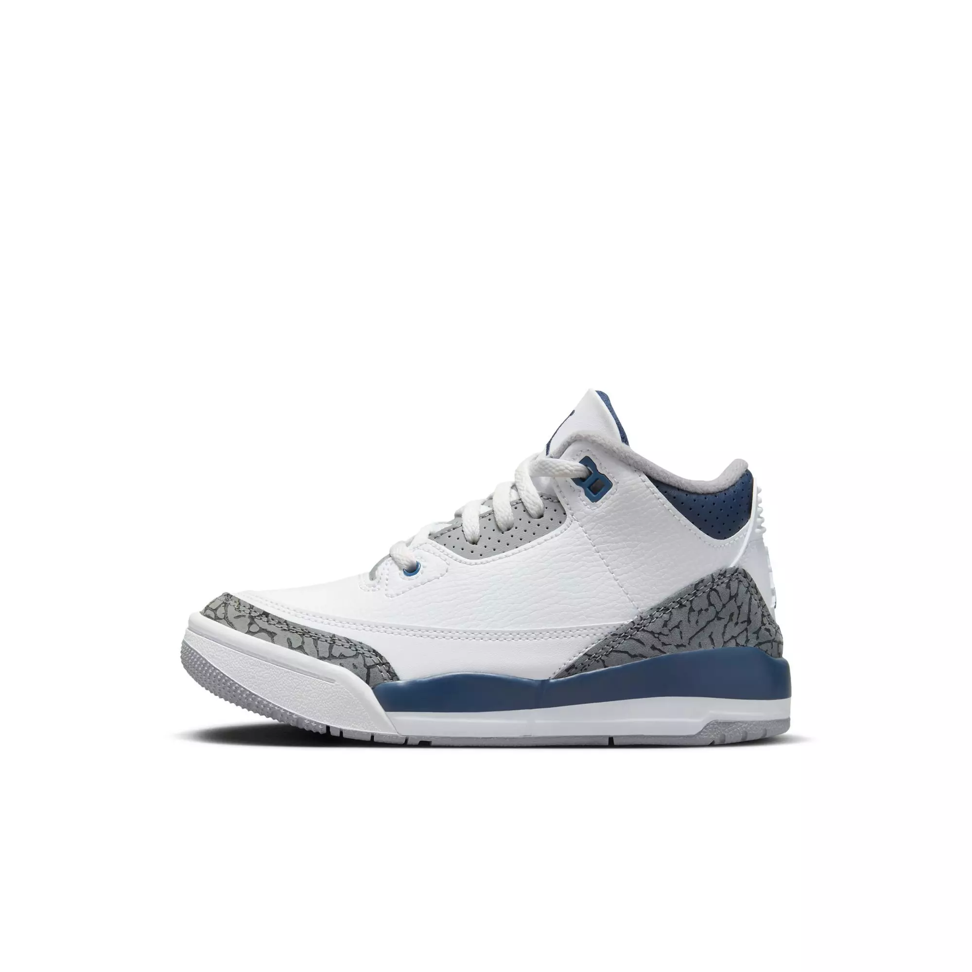 Jordan 3 Retro "Midnight Navy" Preschool Kids' Shoe - WHITE/MIDNIGHT NAVY/CEMENT GREY