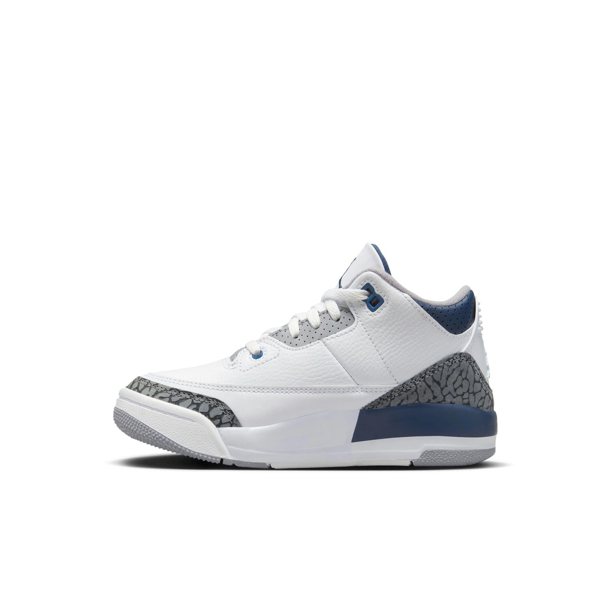 Jordan 3 Retro "Midnight Navy" Preschool Kids' Shoe - WHITE/MIDNIGHT NAVY/CEMENT GREY Thumbnail View 7