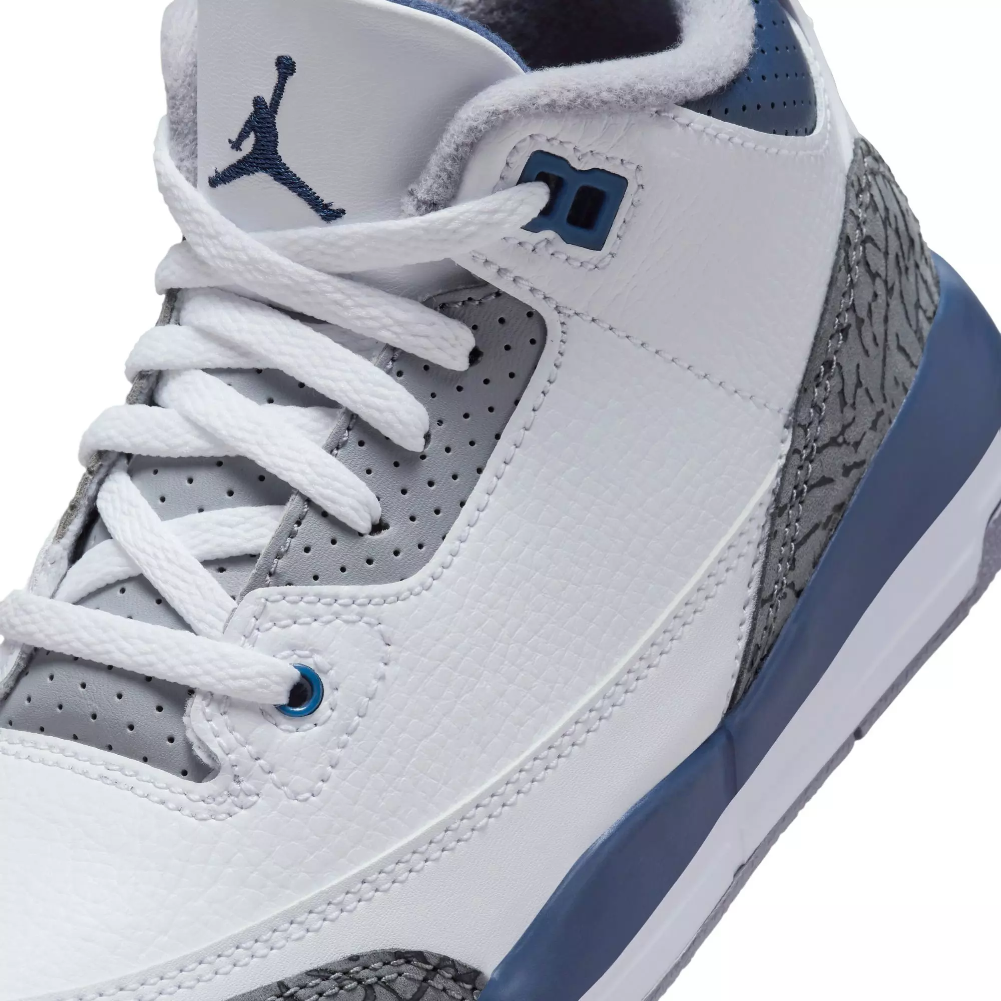 Jordan 3 Retro "Midnight Navy" Preschool Kids' Shoe - WHITE/MIDNIGHT NAVY/CEMENT GREY
