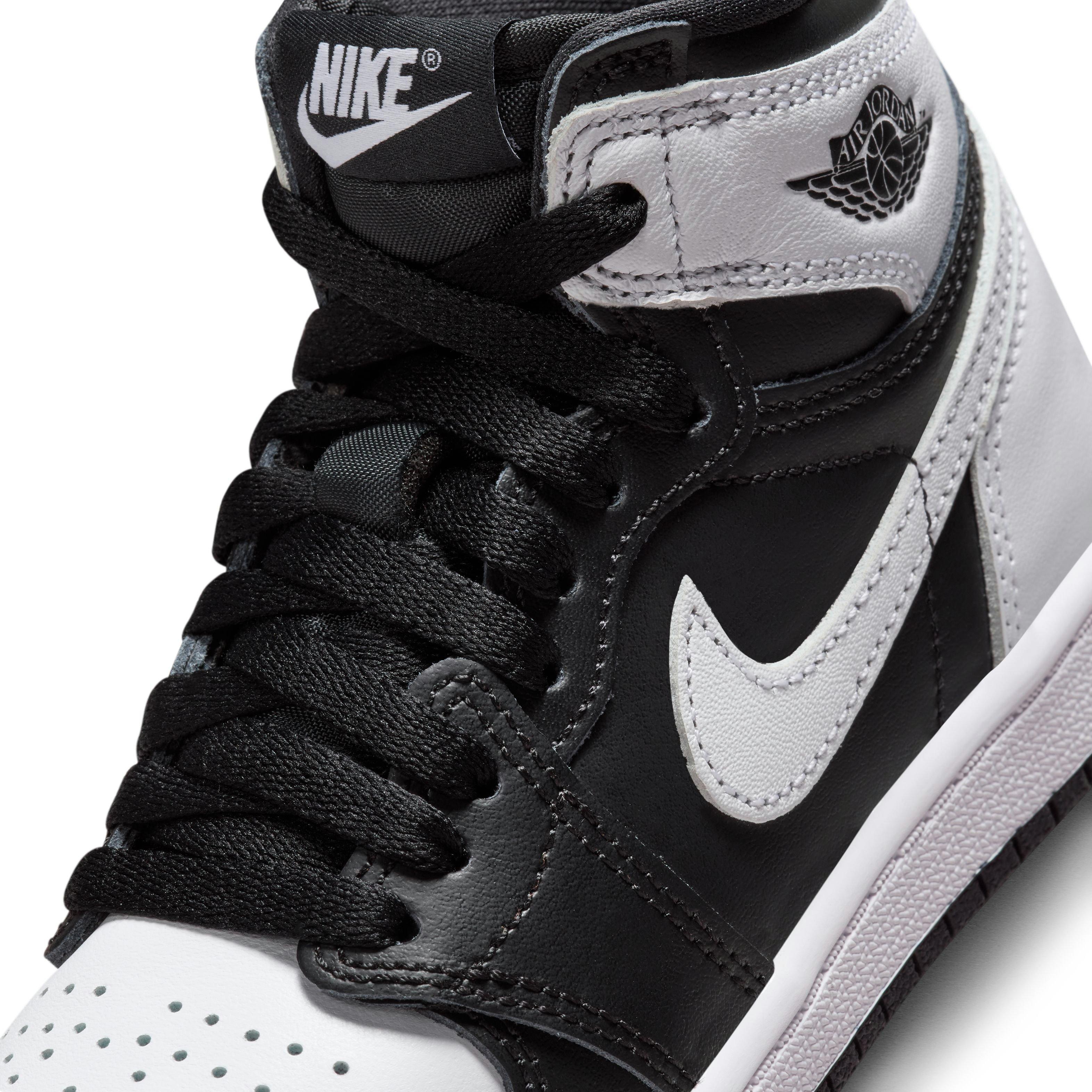 Jordan 1 Retro High OG "Black/White" Preschool Kids' Shoe - BLACK/WHITE Thumbnail View 4