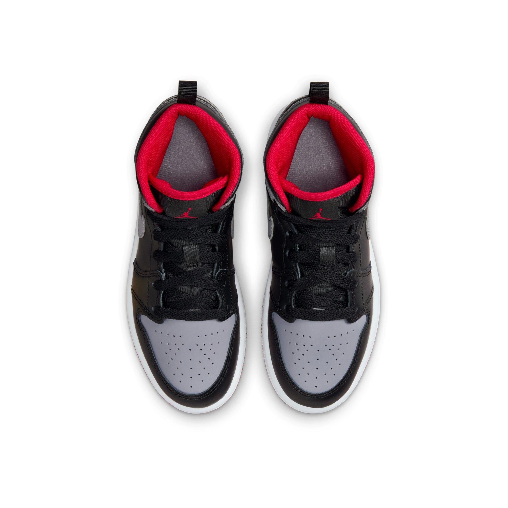 Jordan 1 Mid "Black/Cement Grey/Fire Red/White" Preschool Boys' Shoe - GREY/BLACK/RED Thumbnail View 7