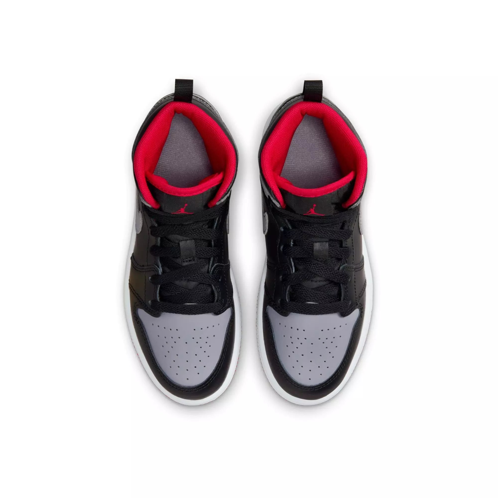 Jordan 1 Mid "Black/Cement Grey/Fire Red/White" Preschool Boys' Shoe - GREY/BLACK/RED