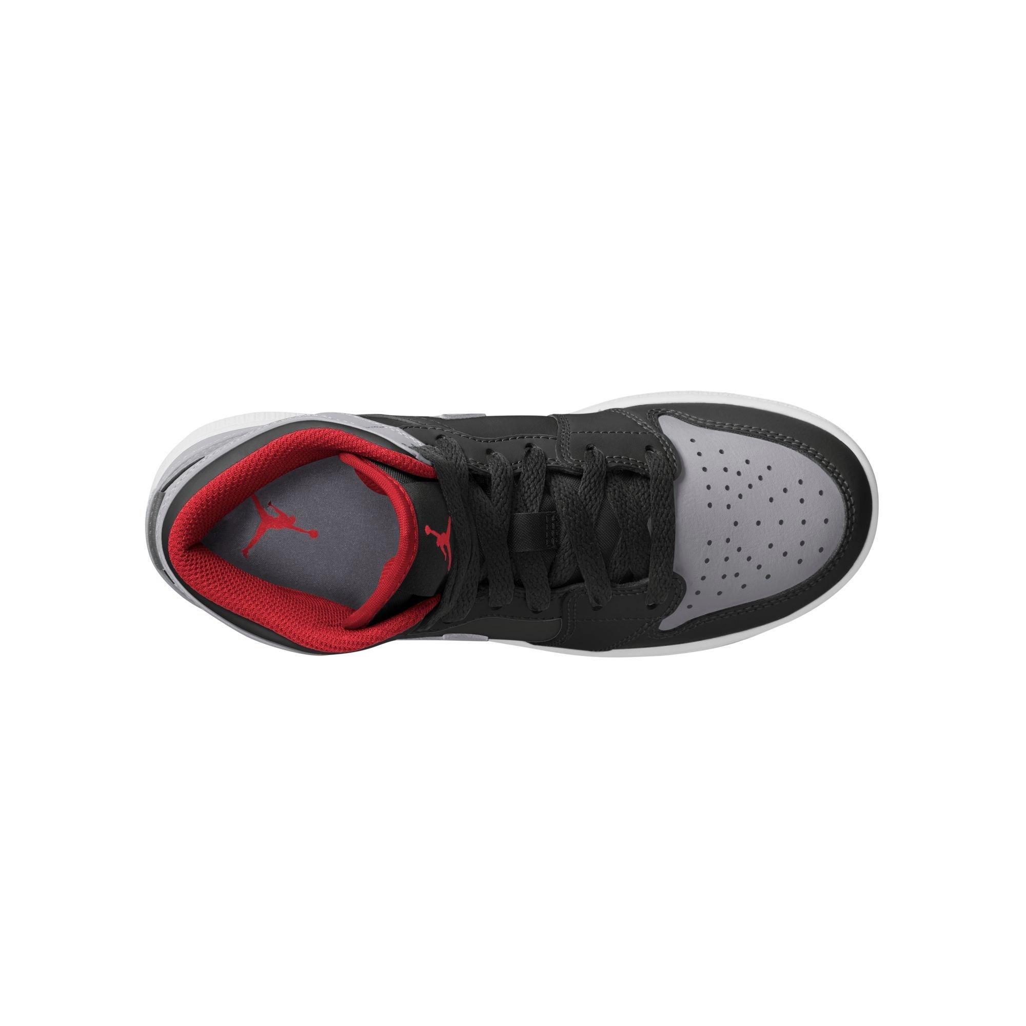 Jordan 1 Mid "Black/Cement Grey/Fire Red/White" Preschool Boys' Shoe - GREY/BLACK/RED Thumbnail View 8
