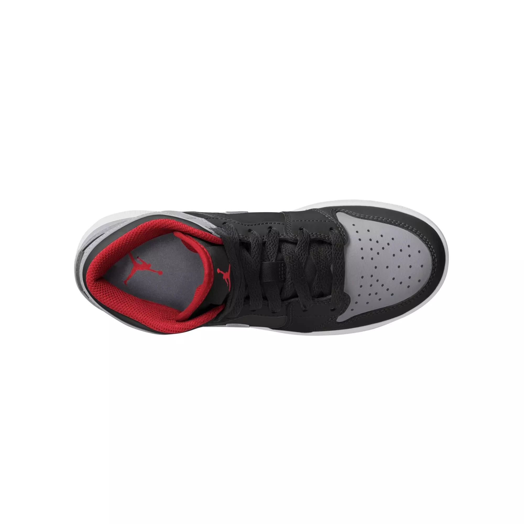 Jordan 1 Mid "Black/Cement Grey/Fire Red/White" Preschool Boys' Shoe - GREY/BLACK/RED