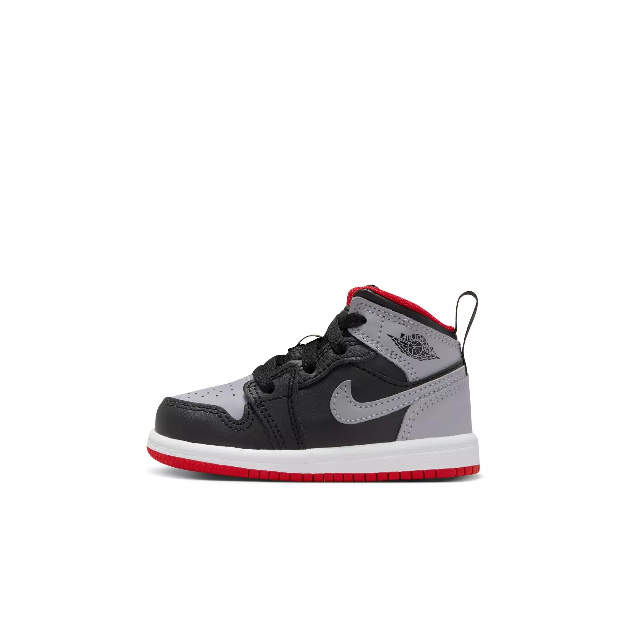 Jordan 1 Mid "Black/Cement Grey/Fire Red/White" Toddler Boys' Shoe - GREY/BLACK/RED