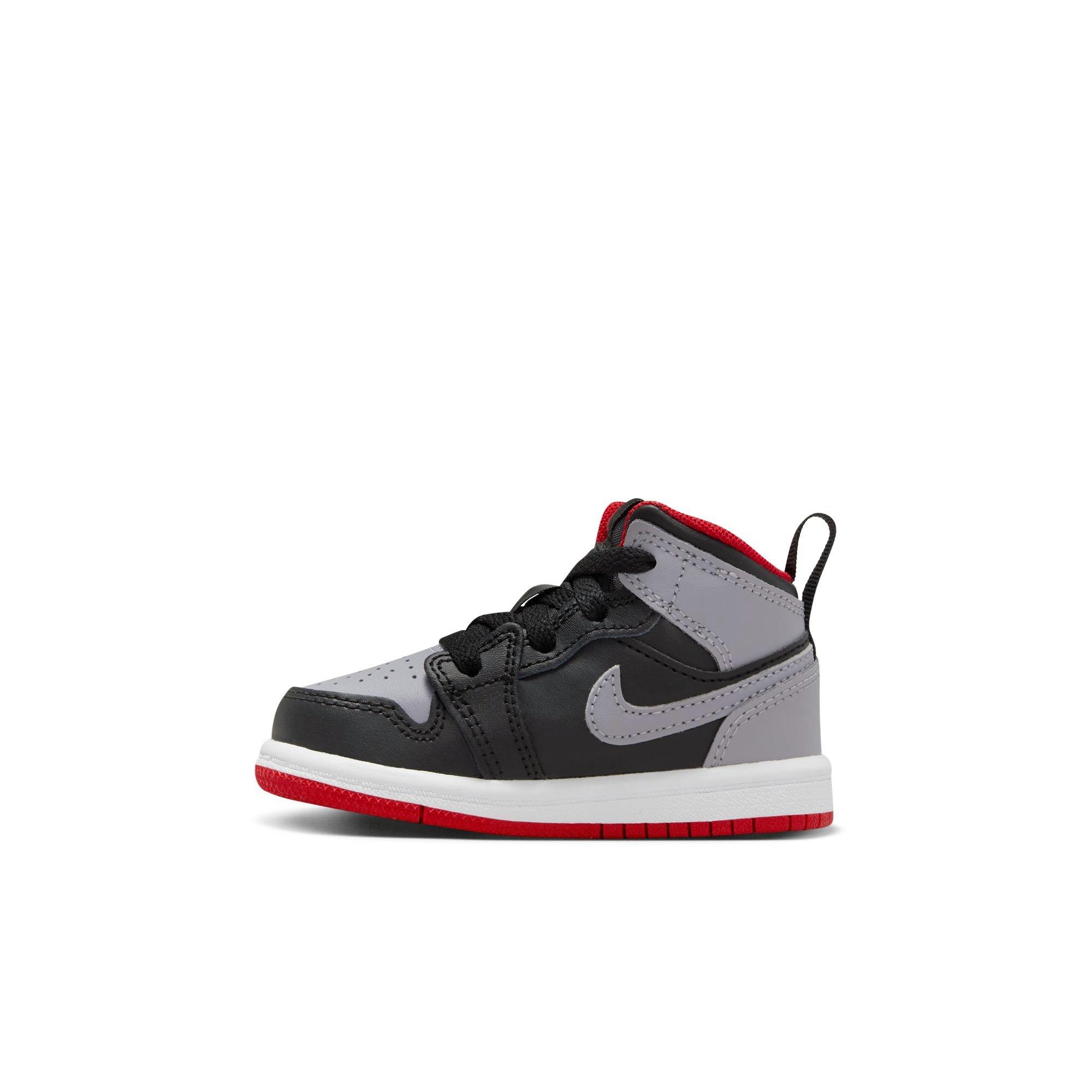 Jordan 1 Mid Toddler Boys' "Black/Cement Grey/Fire Red/White" Shoe
