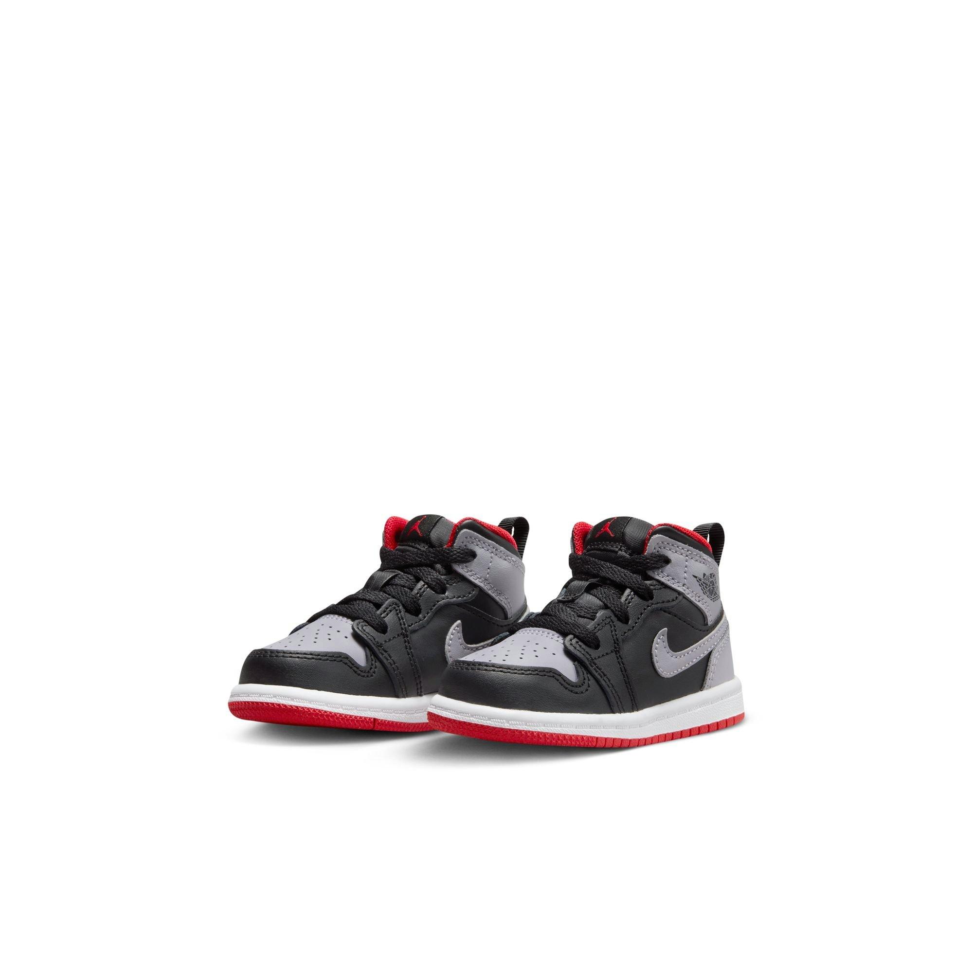 Jordan 1 Mid Toddler Boys' "Black/Cement Grey/Fire Red/White" Shoe