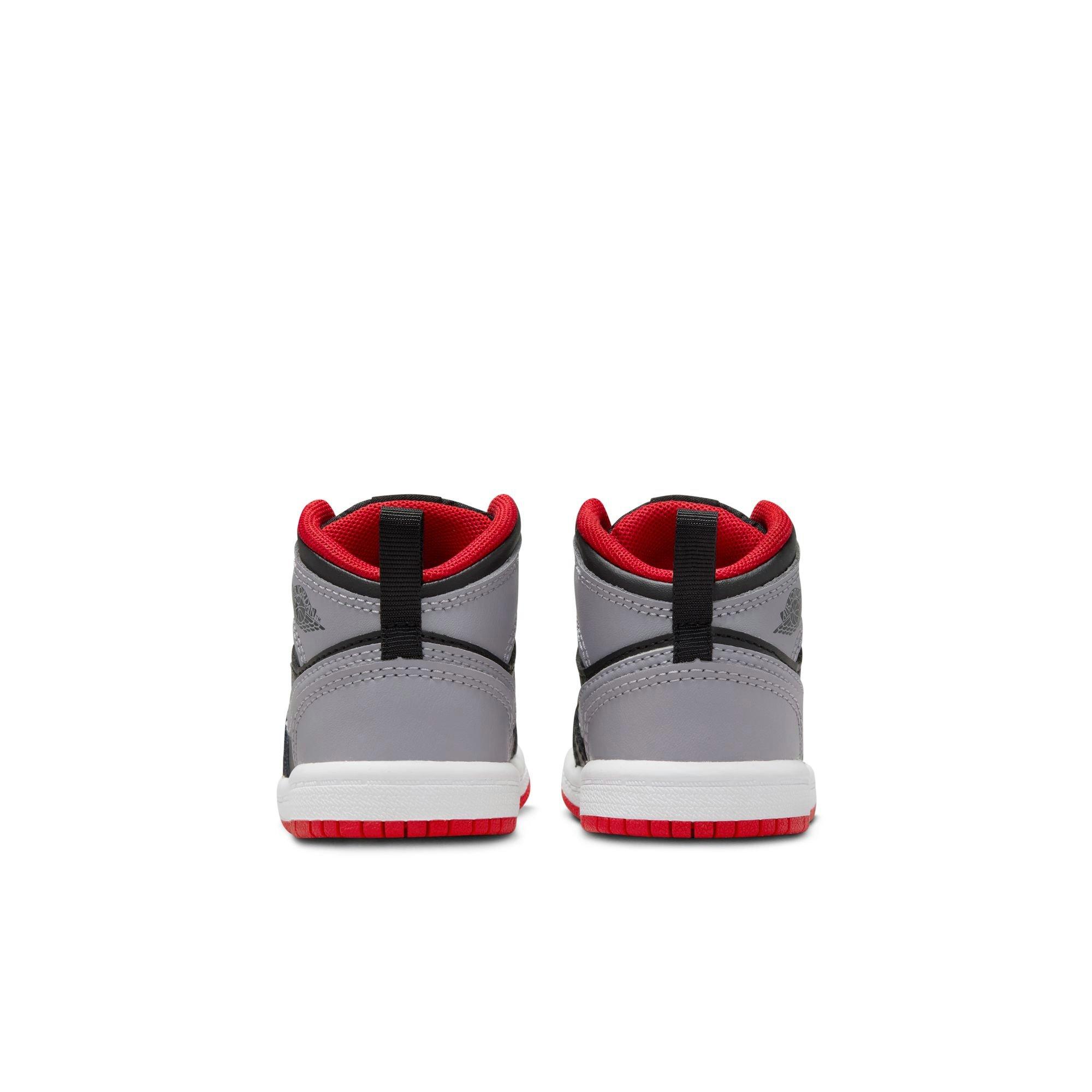 Jordan 1 Mid Toddler Boys' "Black/Cement Grey/Fire Red/White" Shoe