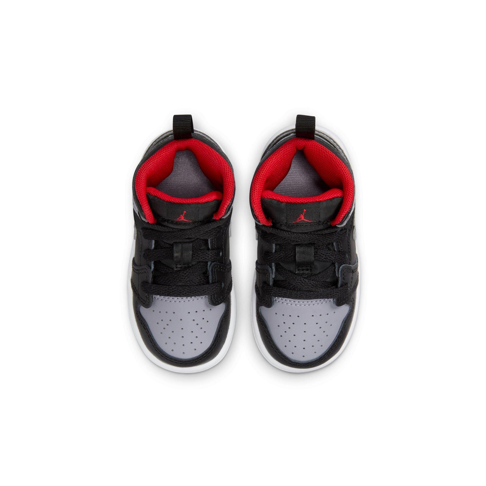 Jordan 1 Mid Toddler Boys' "Black/Cement Grey/Fire Red/White" Shoe