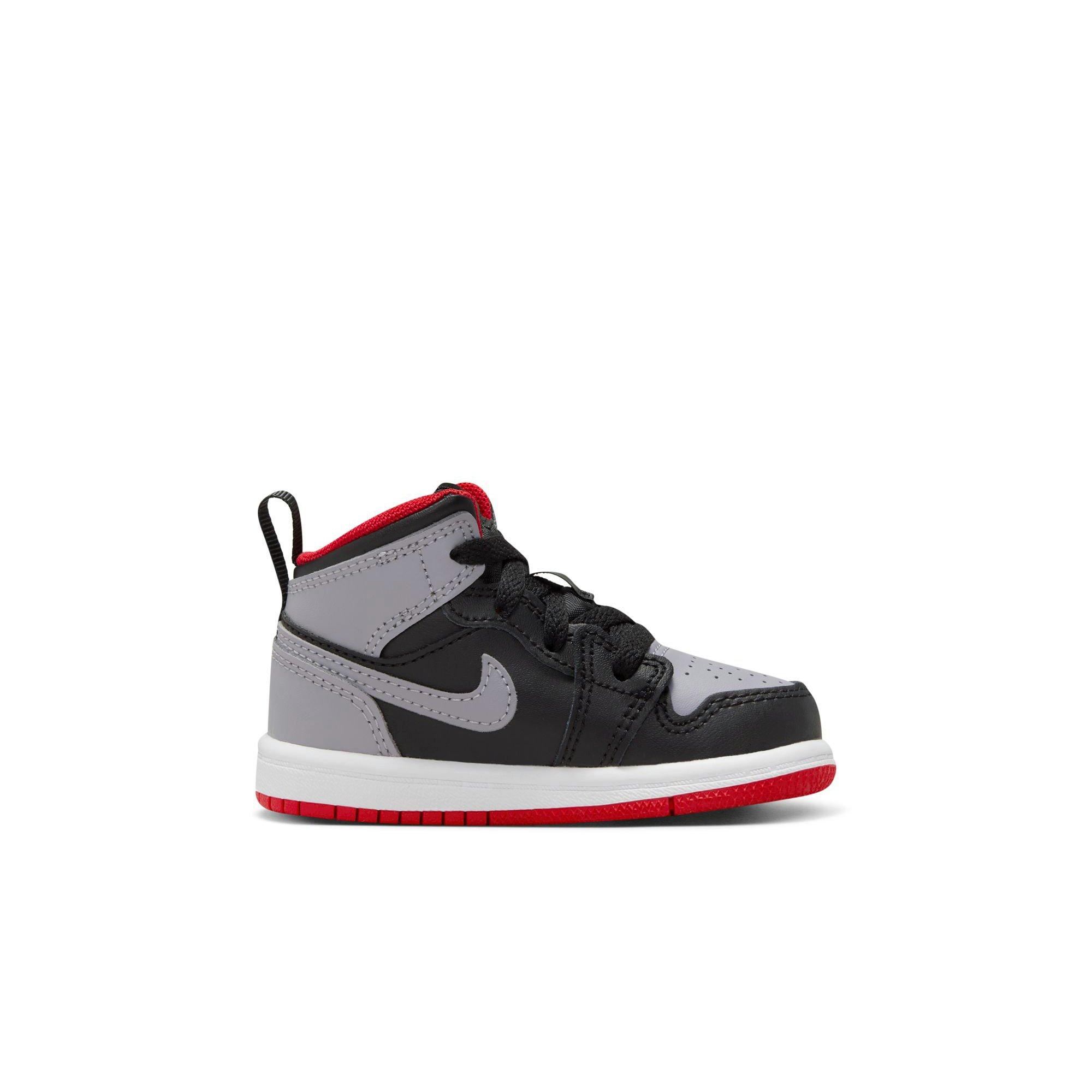 Jordan 1 Mid Toddler Boys' "Black/Cement Grey/Fire Red/White" Shoe