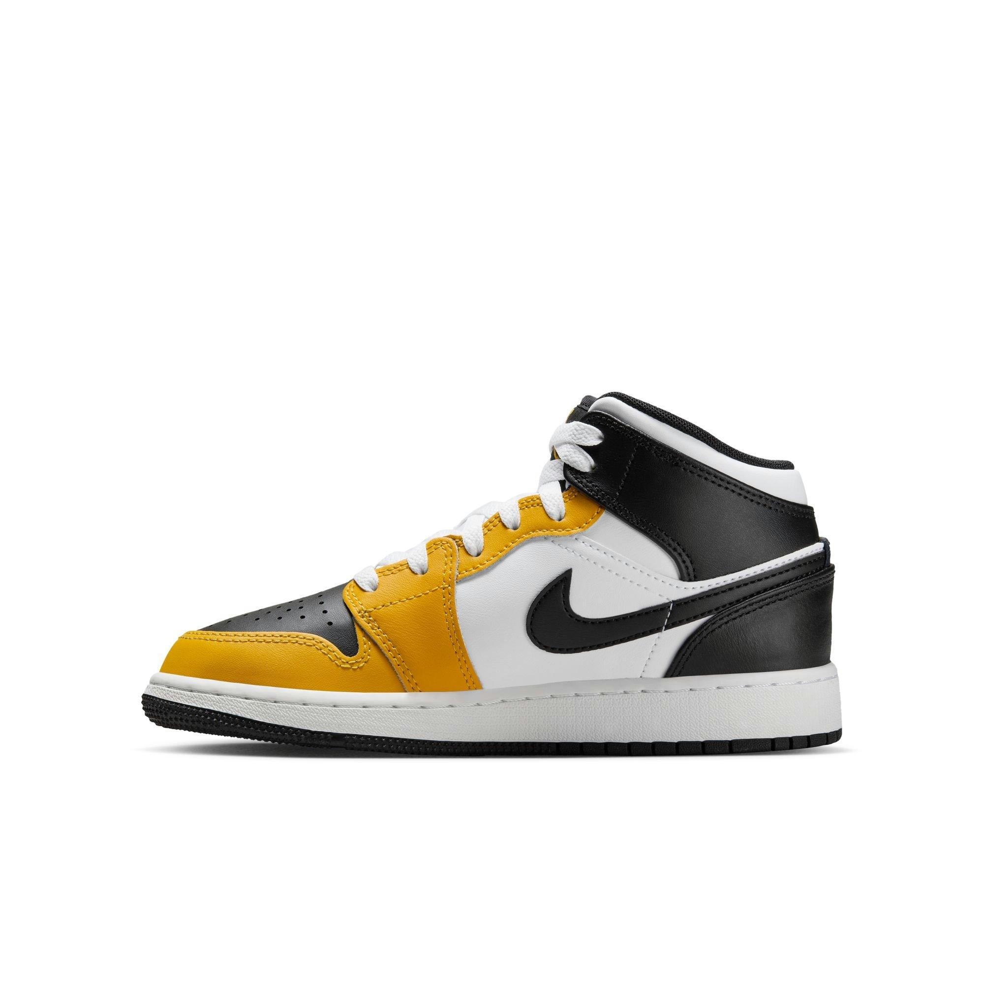 Jordan 1 Mid "Yellow Ochre/Black/White" Grade School Boys' Shoe - YELLOW/BLACK Thumbnail View 4