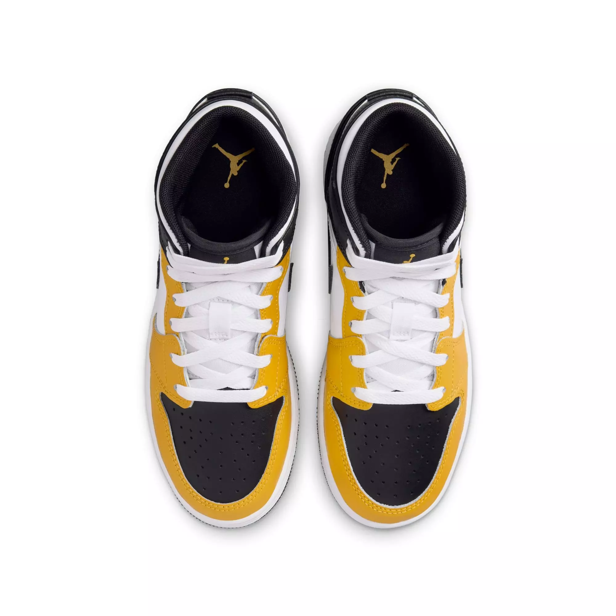 Jordan 1 Mid "Yellow Ochre/Black/White" Grade School Boys' Shoe - YELLOW/BLACK