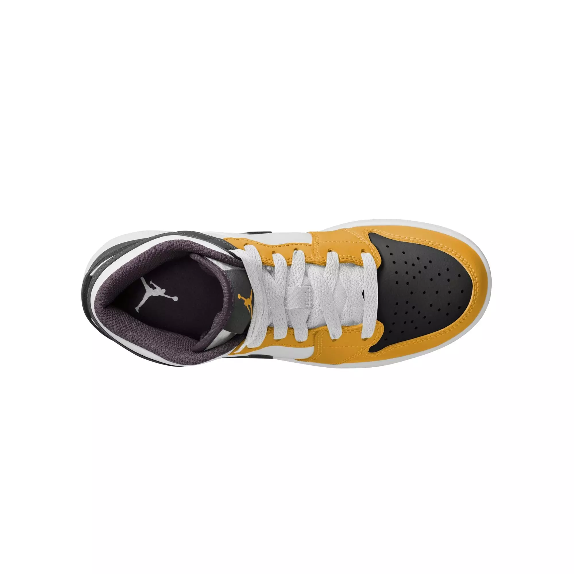 Jordan 1 Mid "Yellow Ochre/Black/White" Grade School Boys' Shoe - YELLOW/BLACK