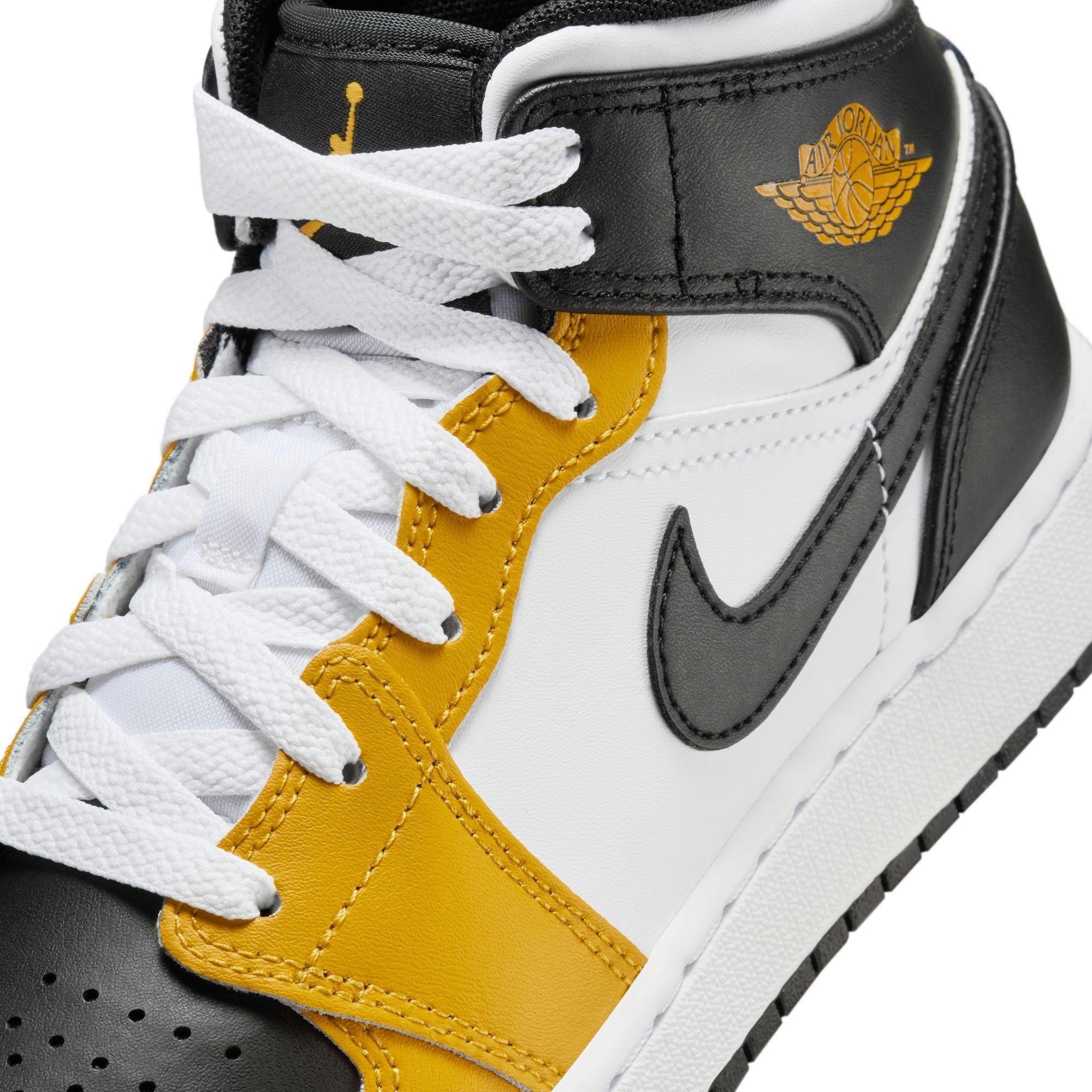 Jordan 1 Mid "Yellow Ochre/Black/White" Grade School Boys' Shoe - YELLOW/BLACK Thumbnail View 10