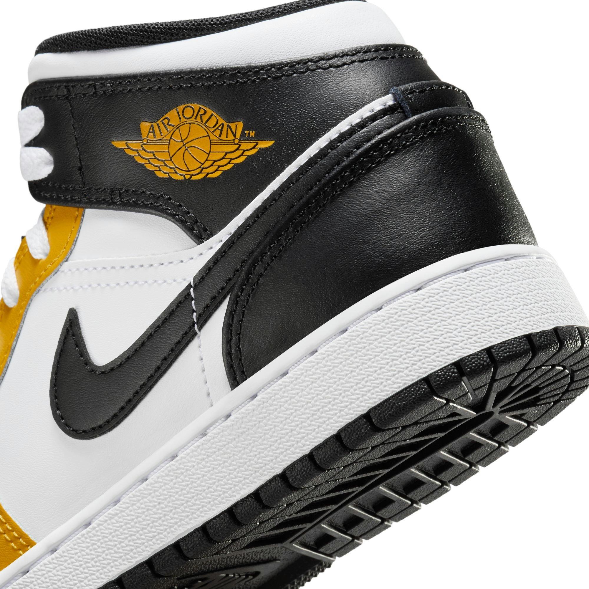 Jordan 1 Mid Yellow Ochre Black White Grade School Boys Shoe Hibbett