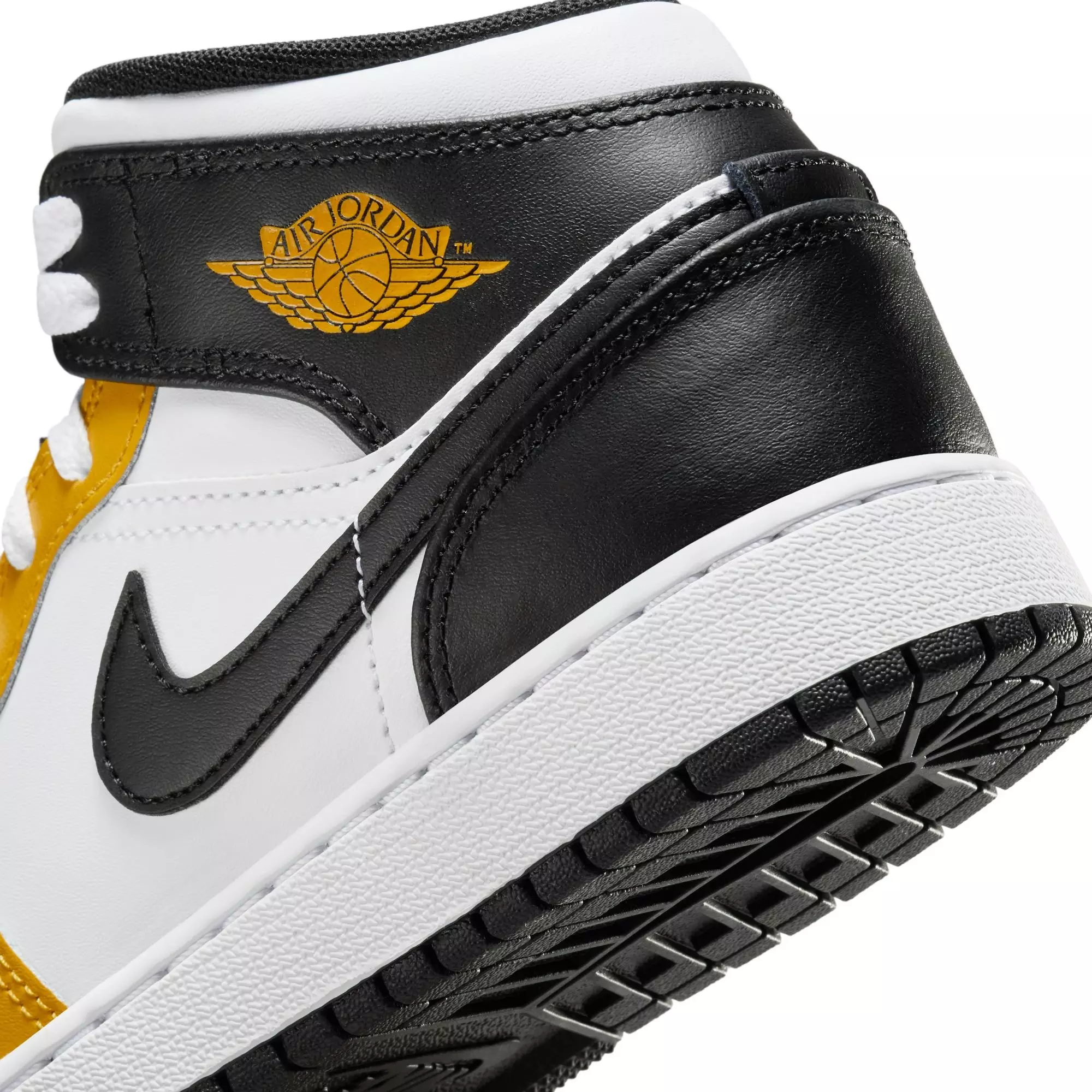 Jordan 1 Mid "Yellow Ochre/Black/White" Grade School Boys' Shoe - YELLOW/BLACK