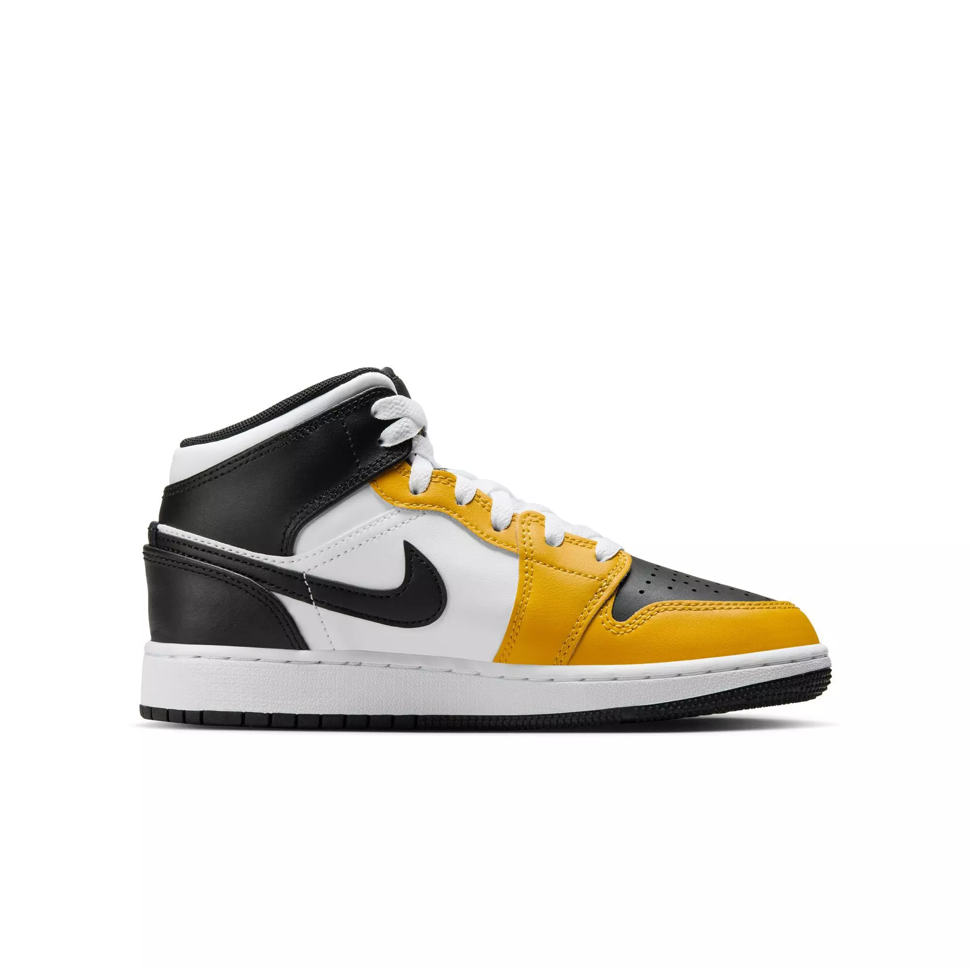 Jordan 1 Mid "Yellow Ochre/Black/White" Grade School Boys' Shoe - YELLOW/BLACK