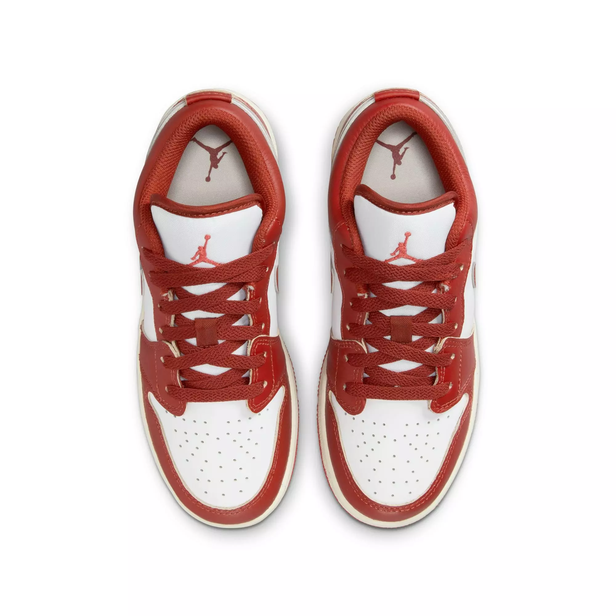Jordan 1 Low SE "White/Dune Red/Lobster/Sail" Grade School Boys' Shoe - WHITE/RED