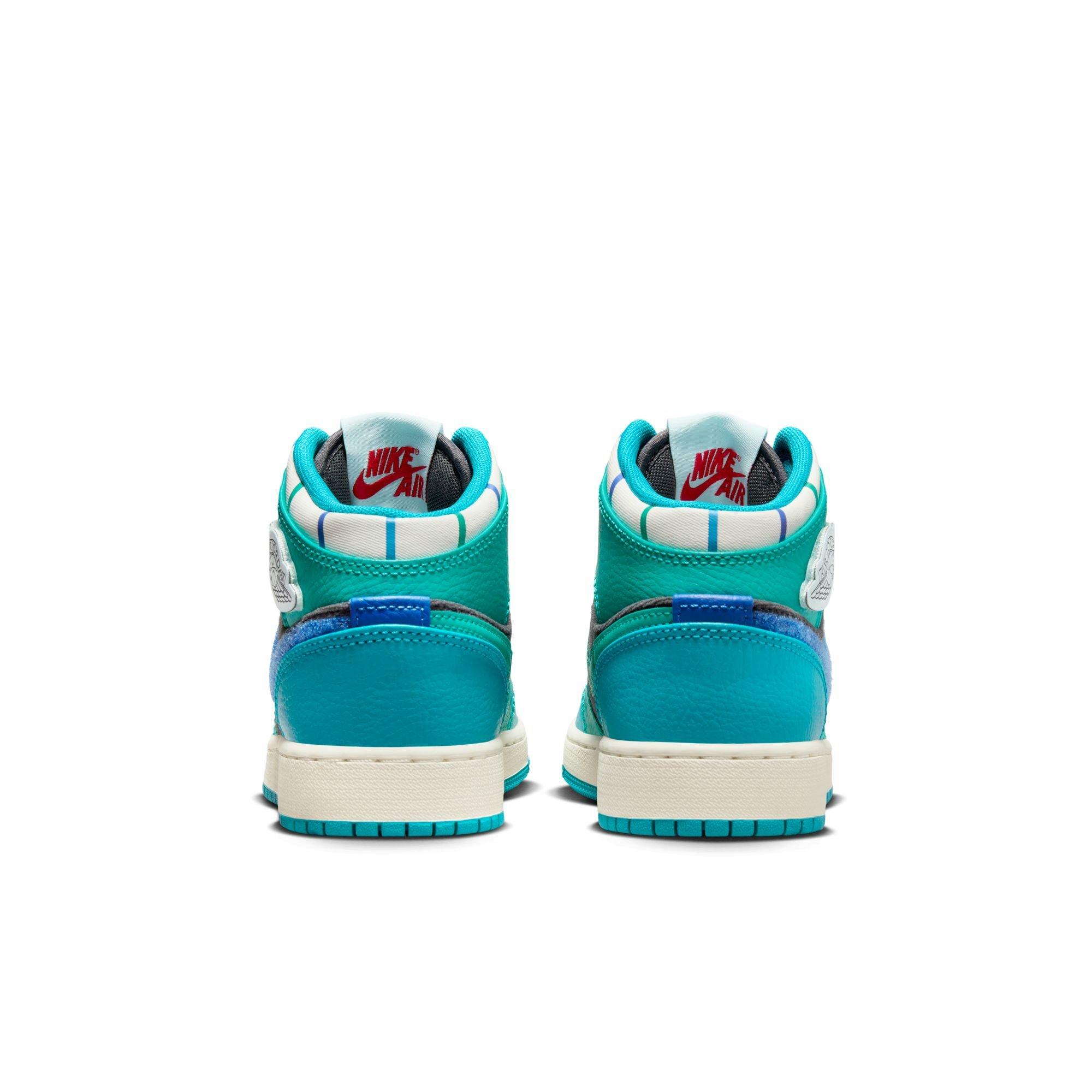Jordan 1 Mid SS "Aqua" Grade School Kids' Shoe - ANTHRACITE/GLACIER BLUE/AQUATONE Thumbnail View 16