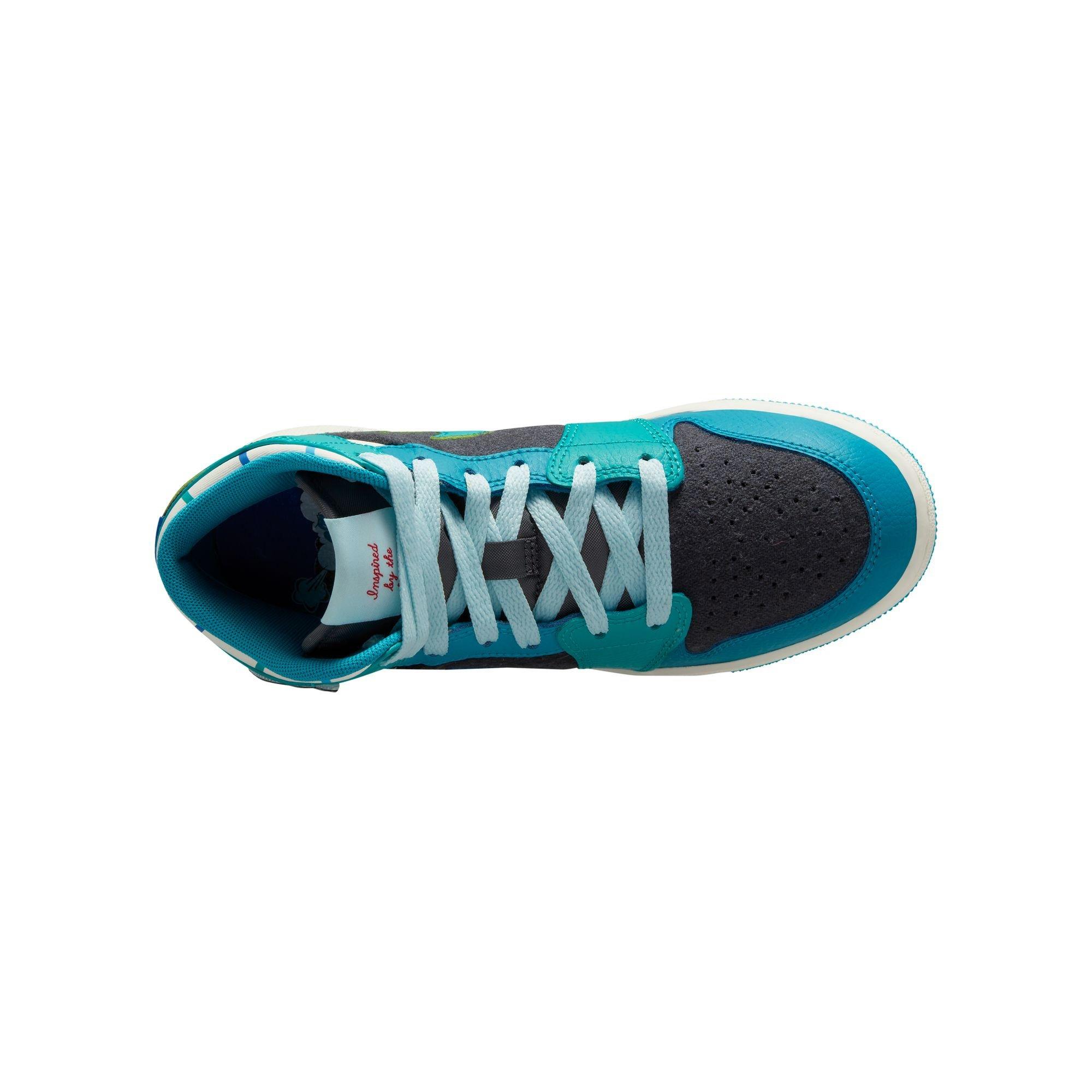 Jordan 1 Mid SS "Aqua" Grade School Kids' Shoe - ANTHRACITE/GLACIER BLUE/AQUATONE Thumbnail View 18