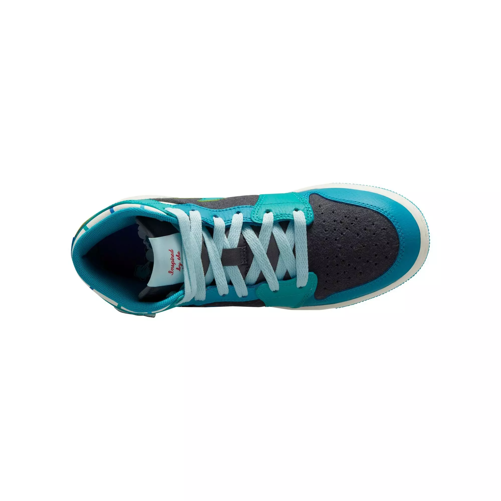 Jordan 1 Mid SS "Aqua" Grade School Kids' Shoe - ANTHRACITE/GLACIER BLUE/AQUATONE