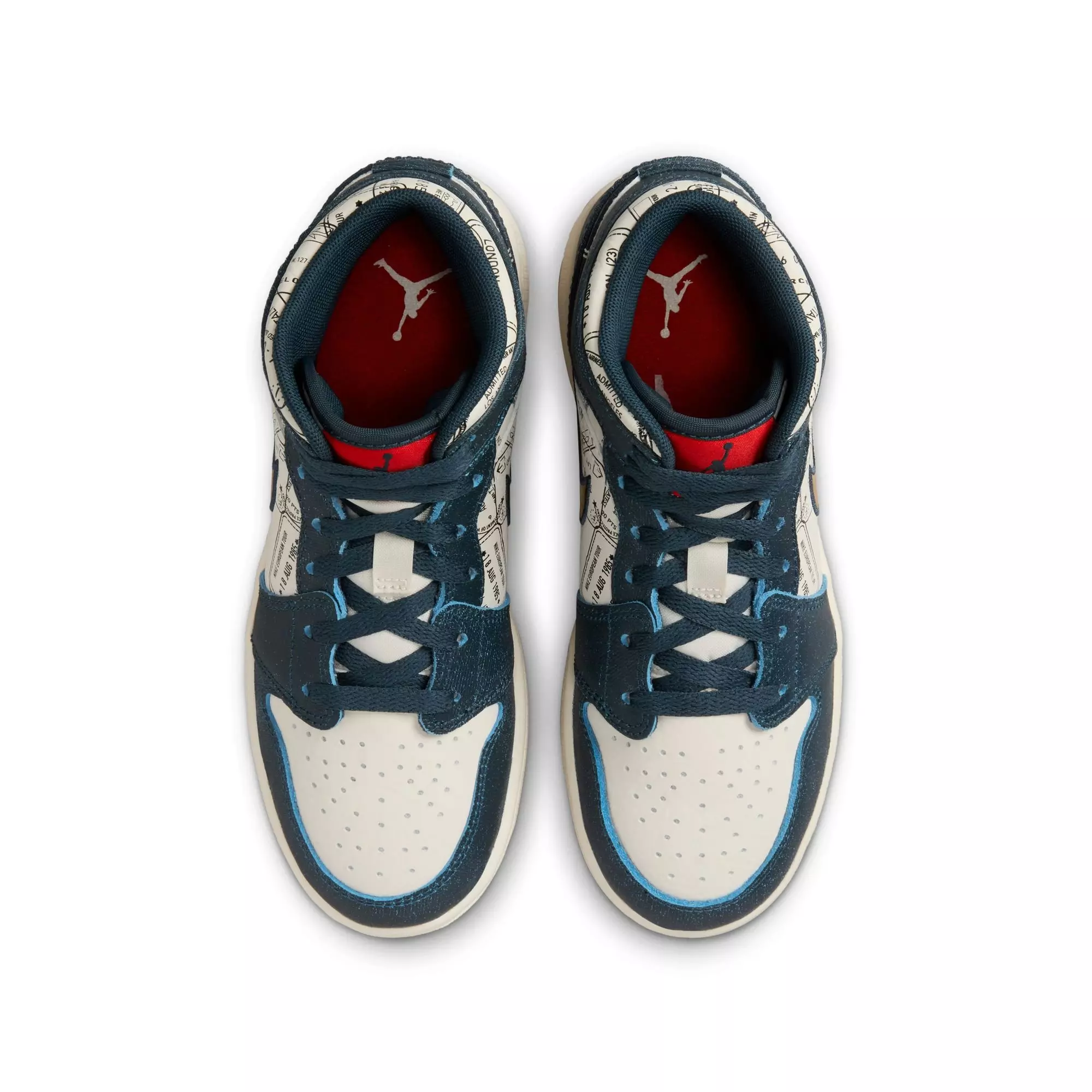 Jordan 1 Mid SE "Armory Navy/Metallic Gold/Pale Ivory" Grade School Boys' Shoe - NAVY/WHITE/RED