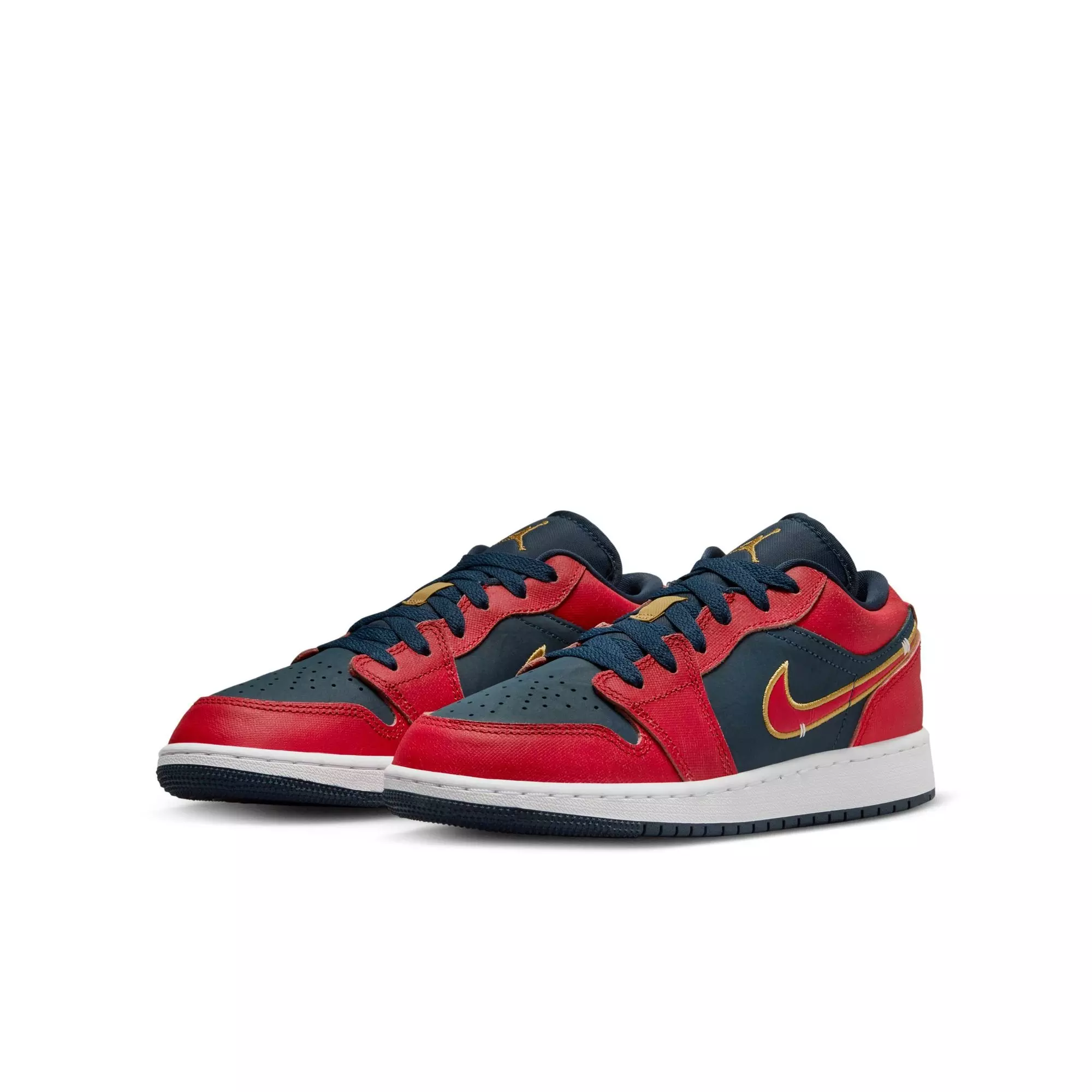 Jordan 1 Low SE "Armory Navy/Sport Red/Metallic Gold" Grade School Boys' Shoe - NAVY/RED