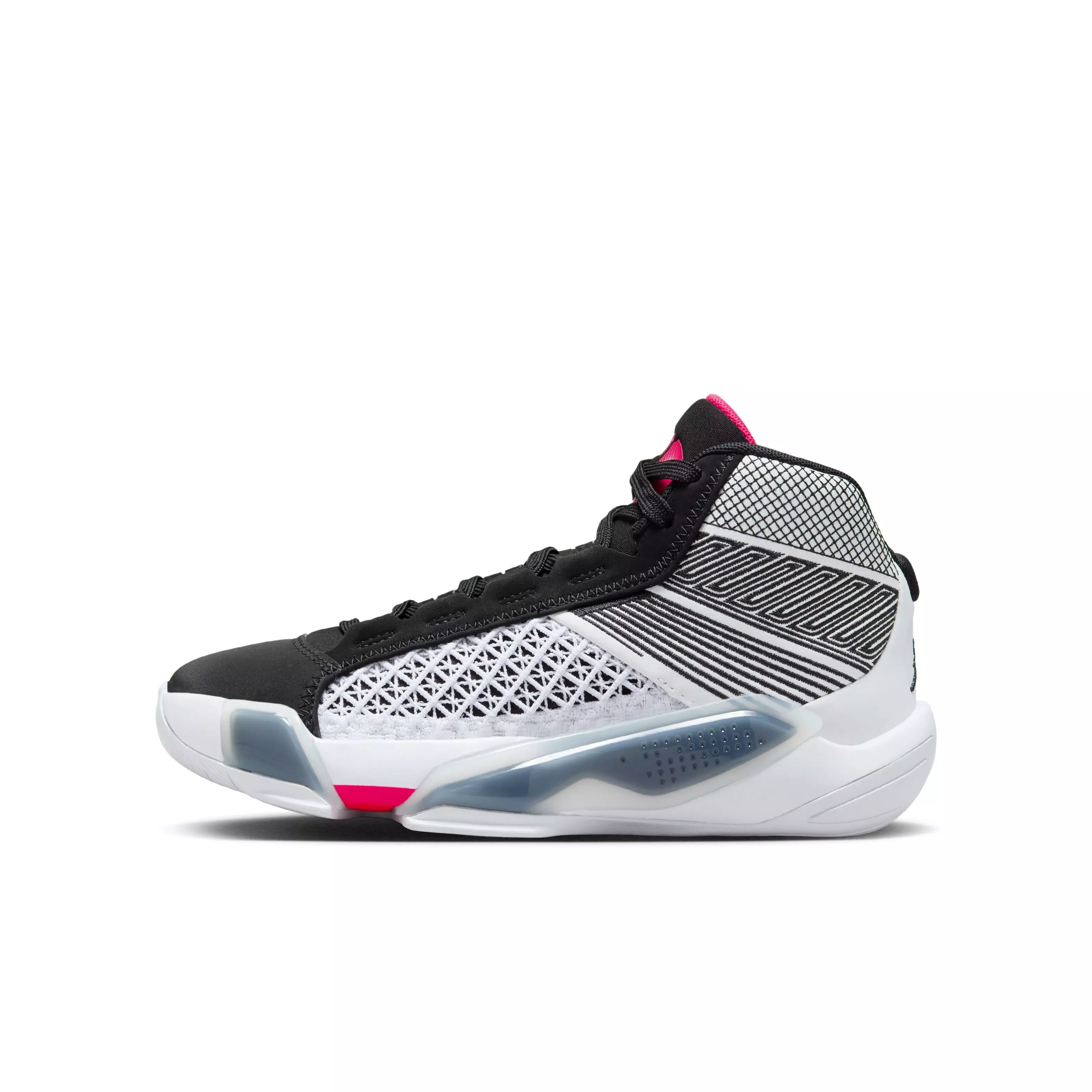 Jordan XXXVIII "Fundamental" Grade School Kids' Basketball Shoe - WHITE/SIREN RED/BLACK
