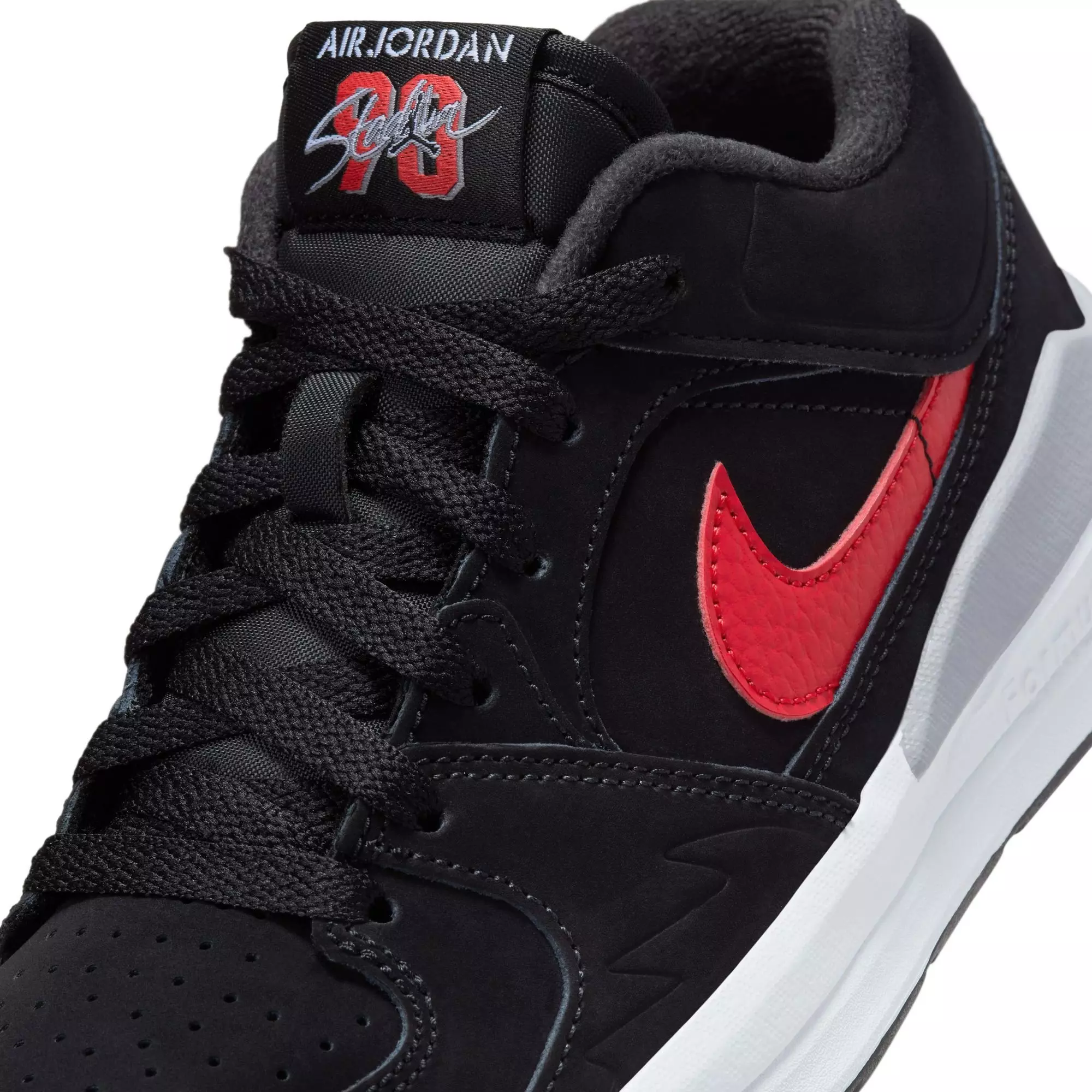 Jordan Stadium 90 "Black/Fire Red/White/Cement Grey" Grade School Boys' Shoe - BLACK/RED