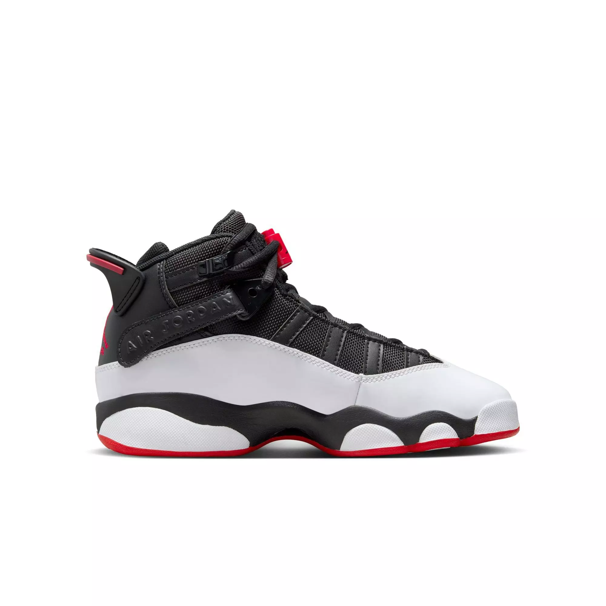Jordan 6 Rings "Black/University Red/White" Grade School Boys' Shoe - WHITE/BLACK/RED
