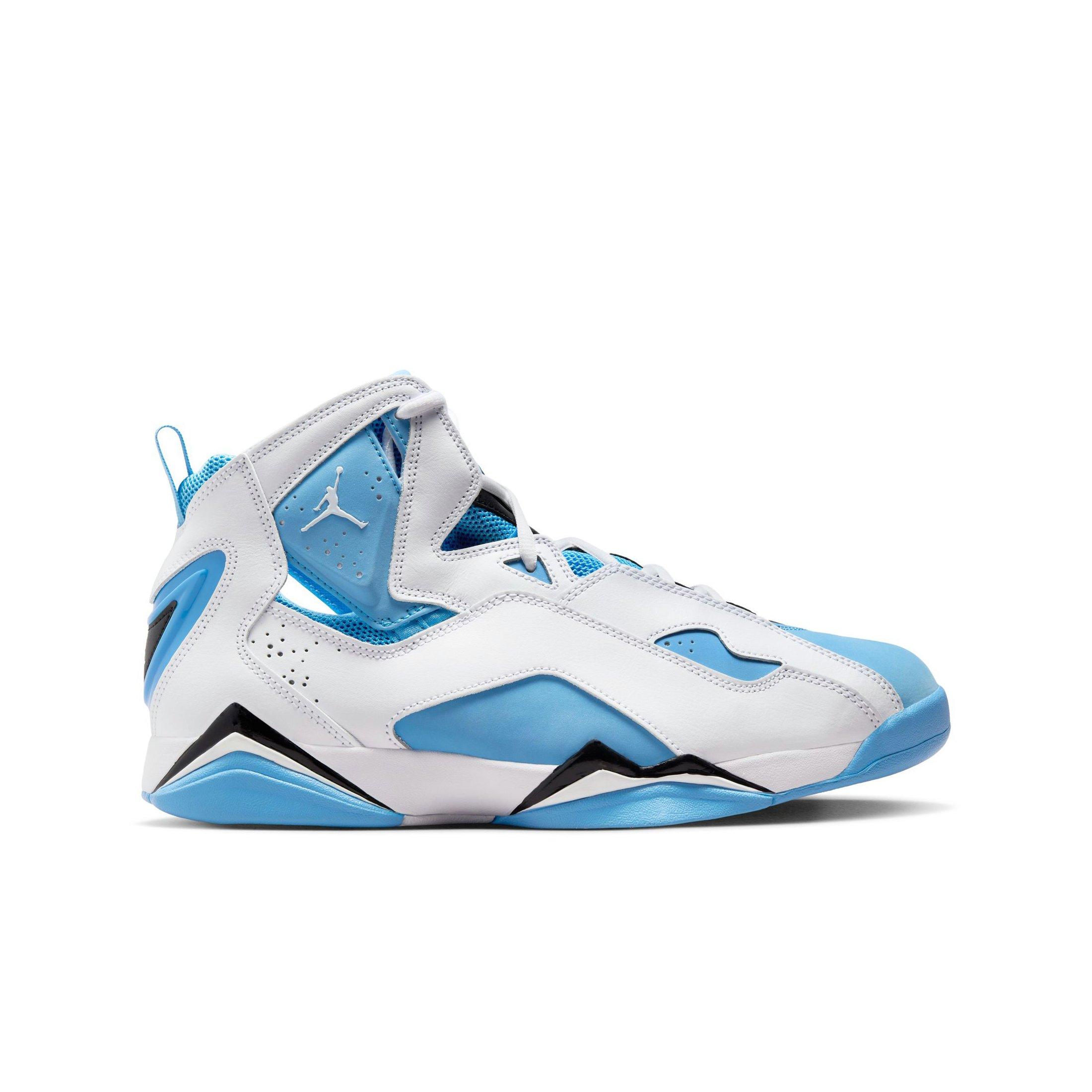 Jordan True Flight "White/University Blue/Black" Grade School Boys' Shoe - WHITE/CAROLINA BLUE