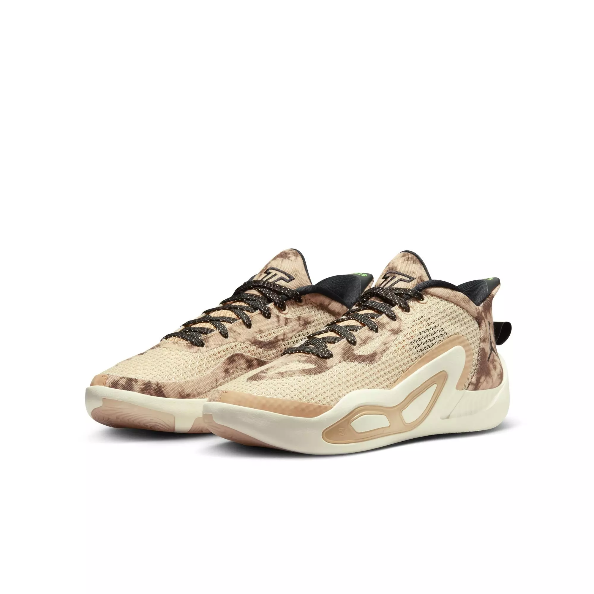 Jordan Tatum 1 "Desert Tie-Dye" Grade School Basketball Shoe - FOSSIL/BLACK/SESAME