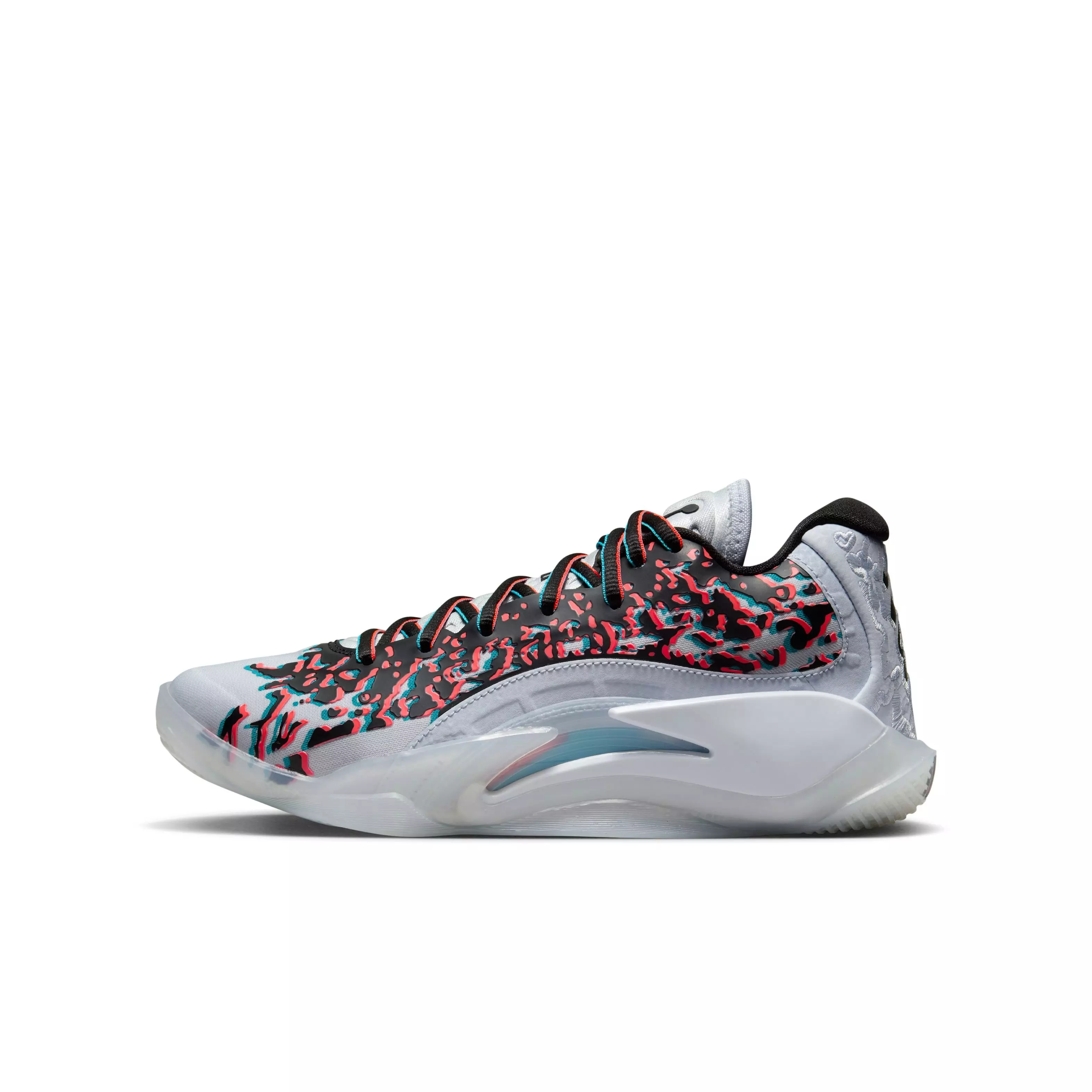 Jordan Zion 3 NRG "3D" Grade School Kids' Basketball Shoe - FOOTBALL GREY/BLACK/FLASH CRIMSON