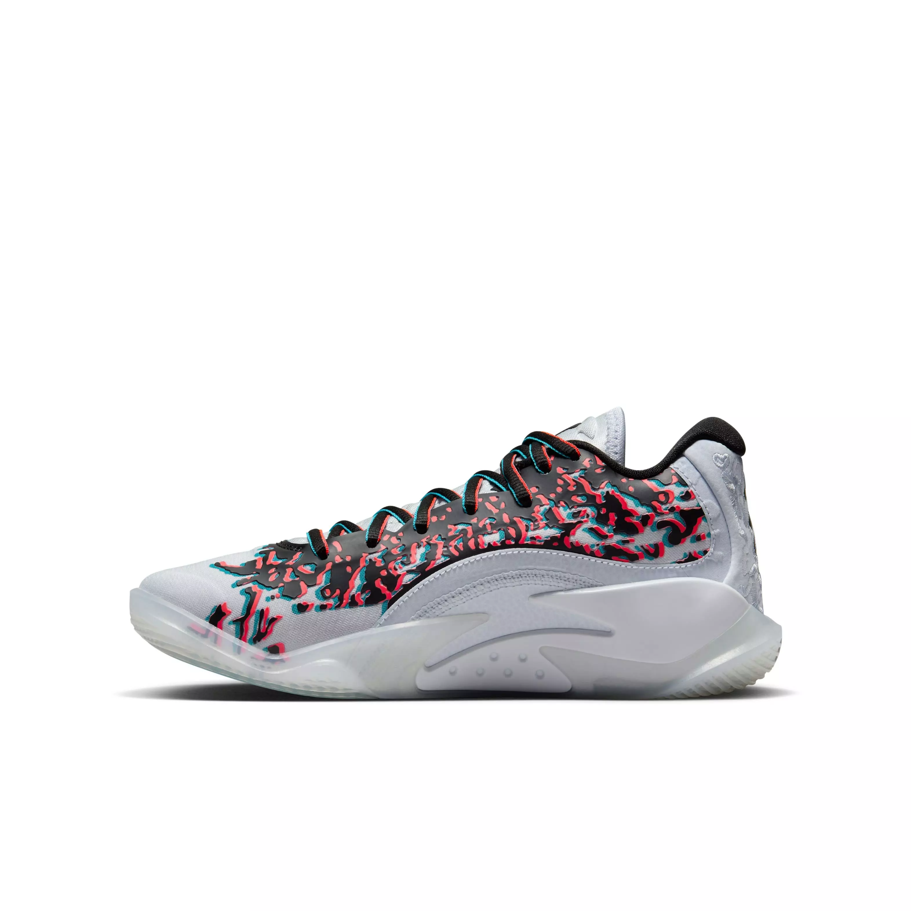 Jordan Zion 3 NRG "3D" Grade School Kids' Basketball Shoe - FOOTBALL GREY/BLACK/FLASH CRIMSON