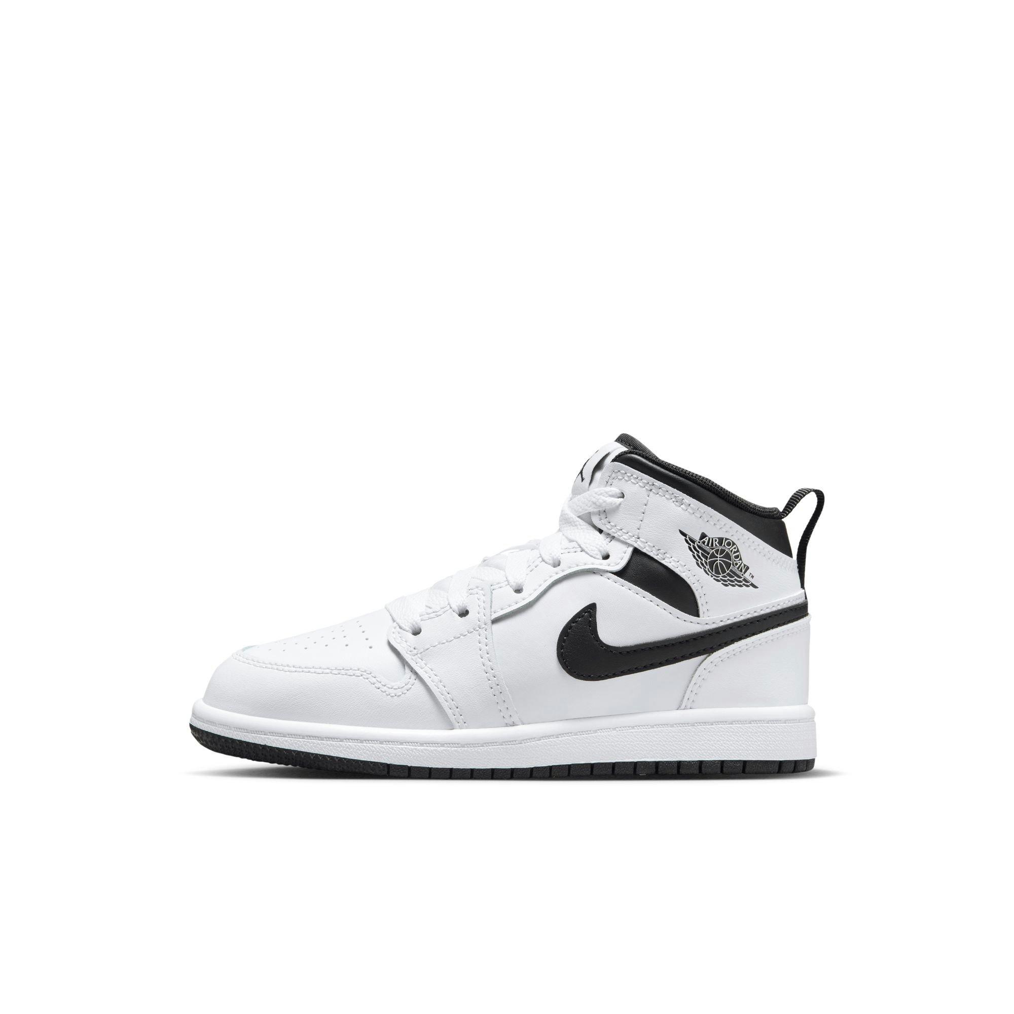 Jordan 1 Mid Preschool Boys' White/Black Shoe