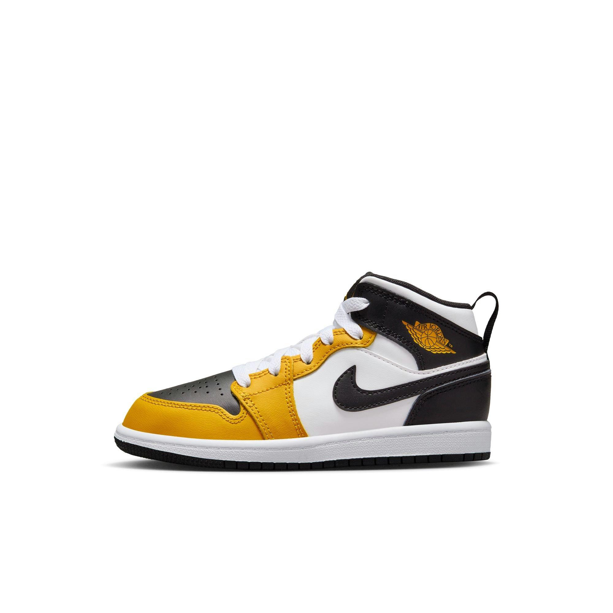 Jordan 1 Mid Preschool Boys' Yellow Ochre/Black/White Shoe