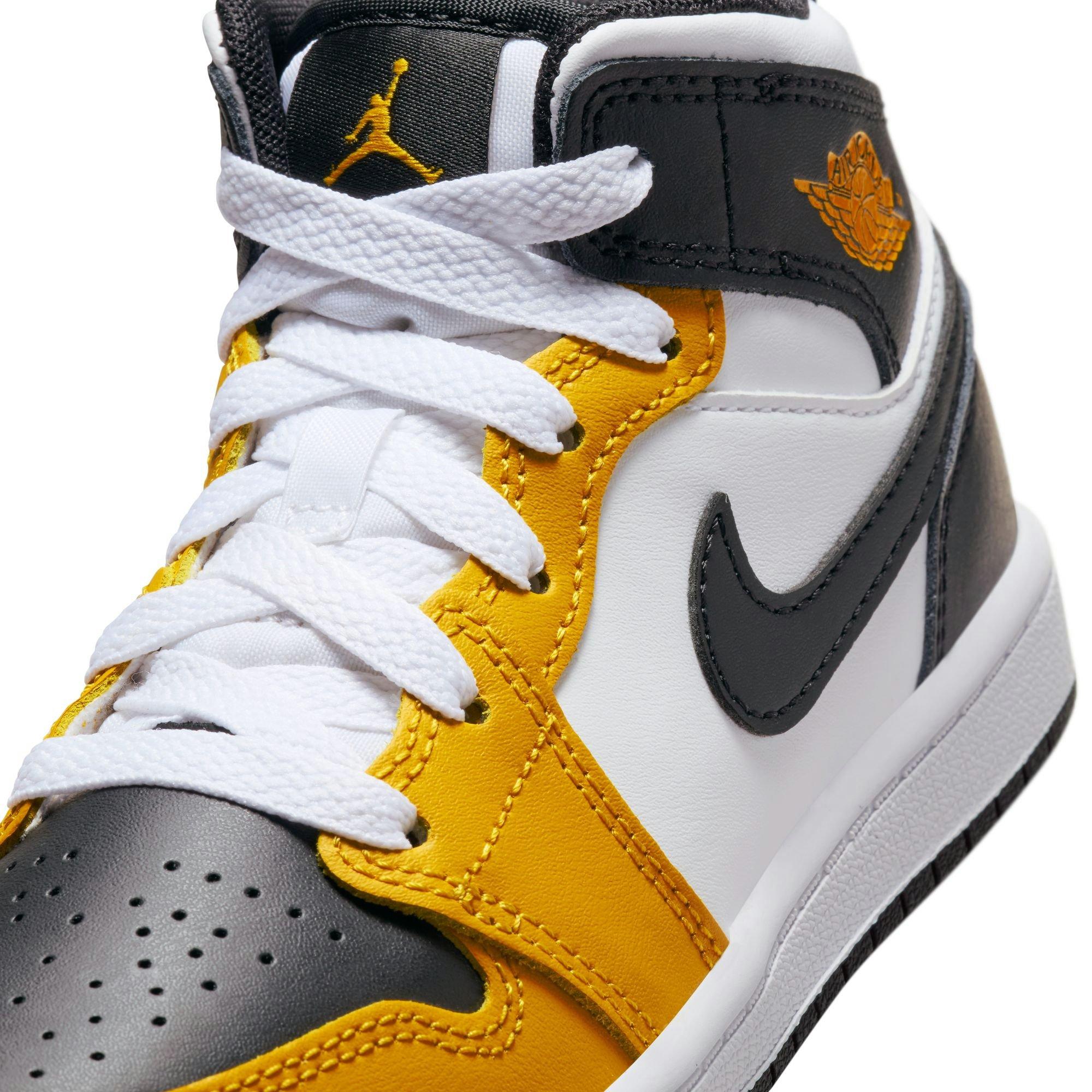 Jordan 1 Mid Preschool Boys' Yellow Ochre/Black/White Shoe