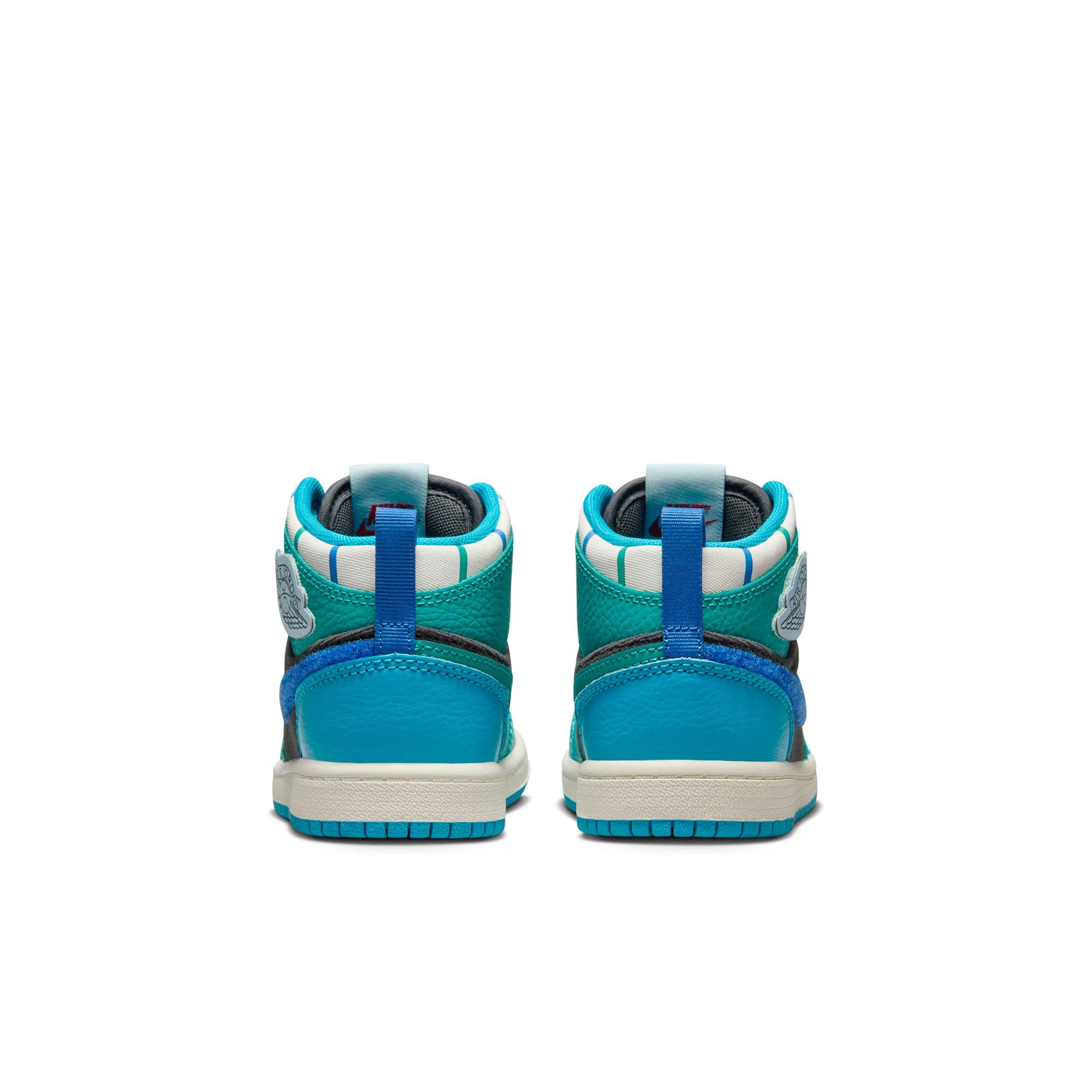 Jordan 1 Mid SS "Aqua" Preschool Kids' Shoe - ANTHRACITE/GLACIER BLUE/AQUATONE Thumbnail View 12