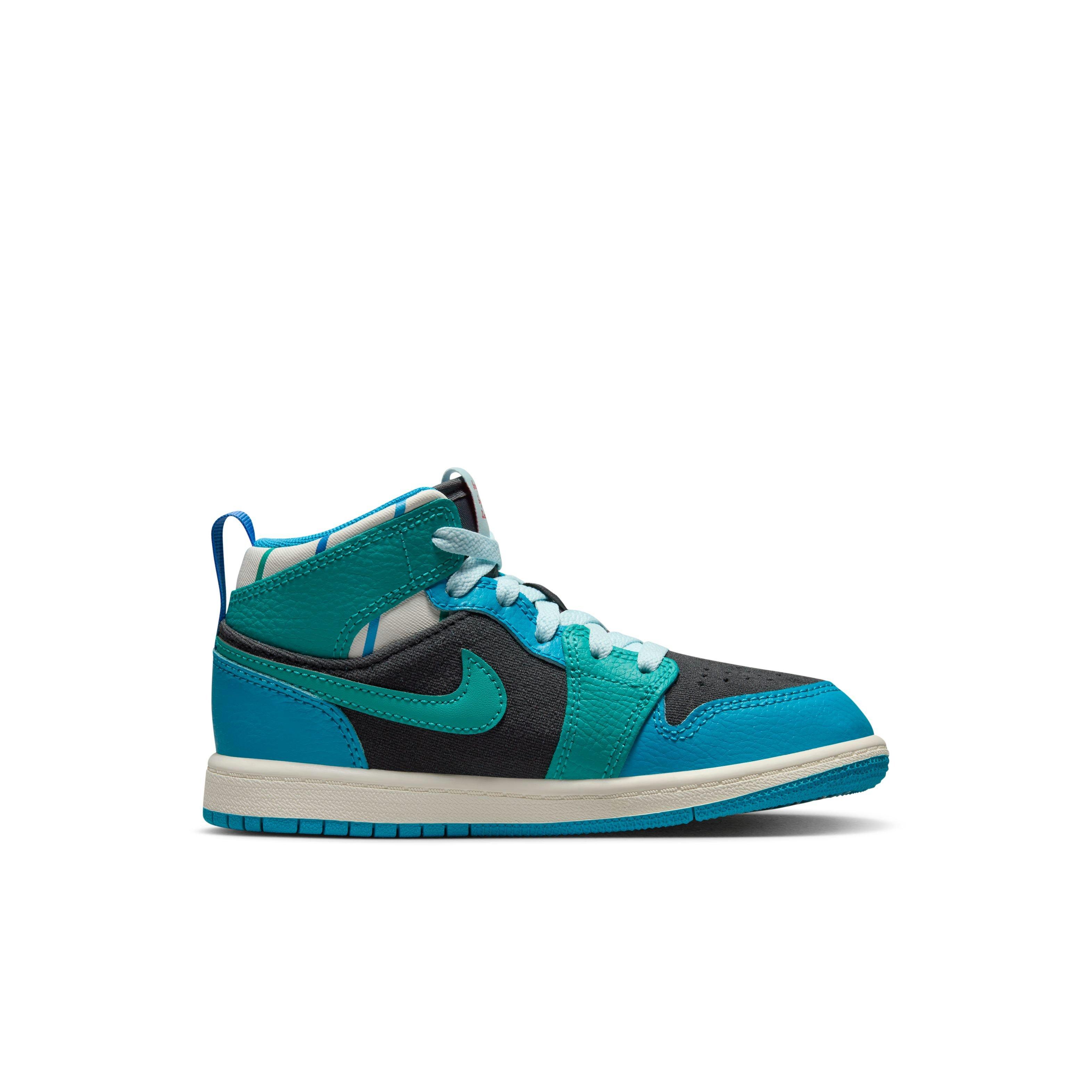 Jordan 1 Mid SS "Aqua" Preschool Kids' Shoe - ANTHRACITE/GLACIER BLUE/AQUATONE Thumbnail View 2