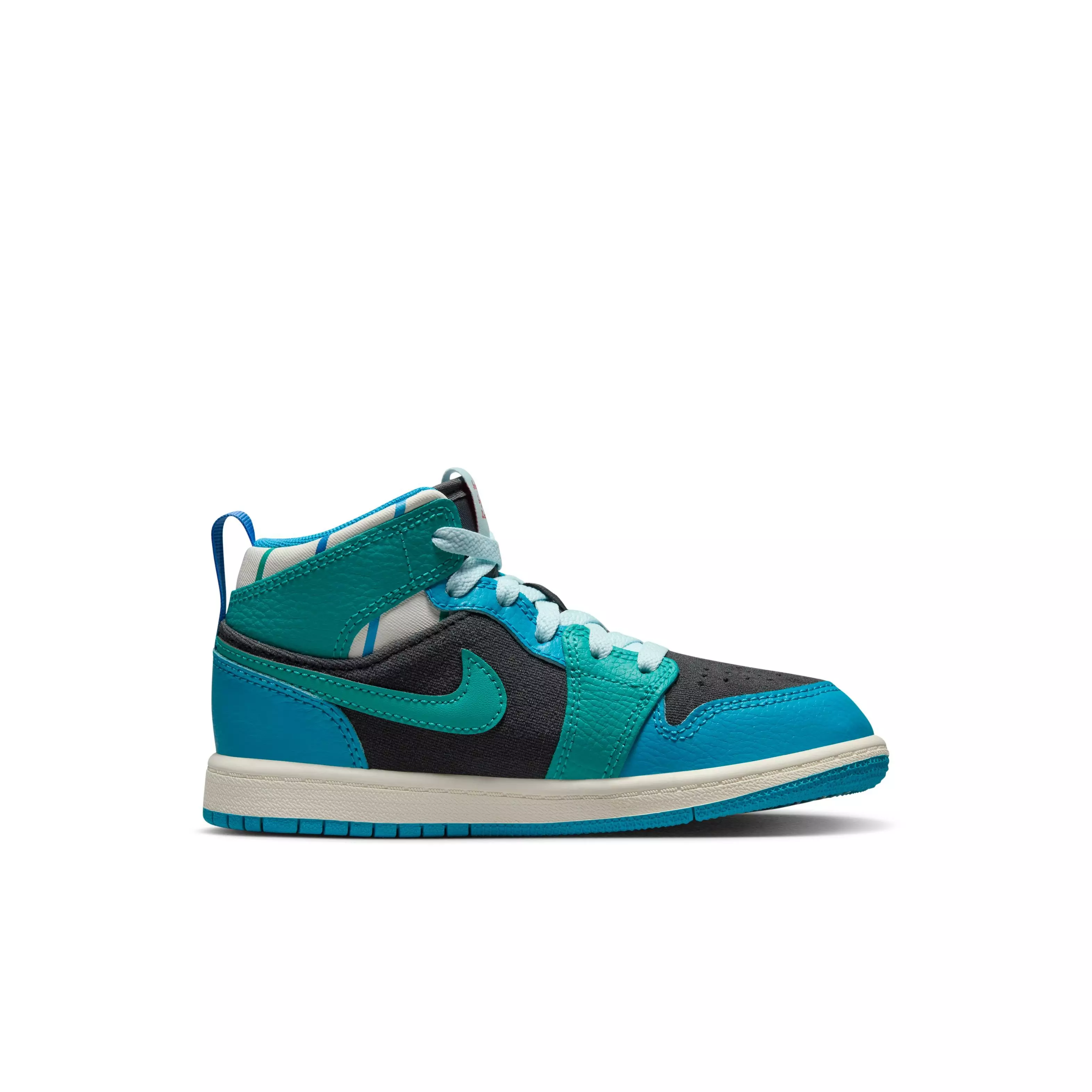 Jordan 1 Mid SS "Aqua" Preschool Kids' Shoe - ANTHRACITE/GLACIER BLUE/AQUATONE