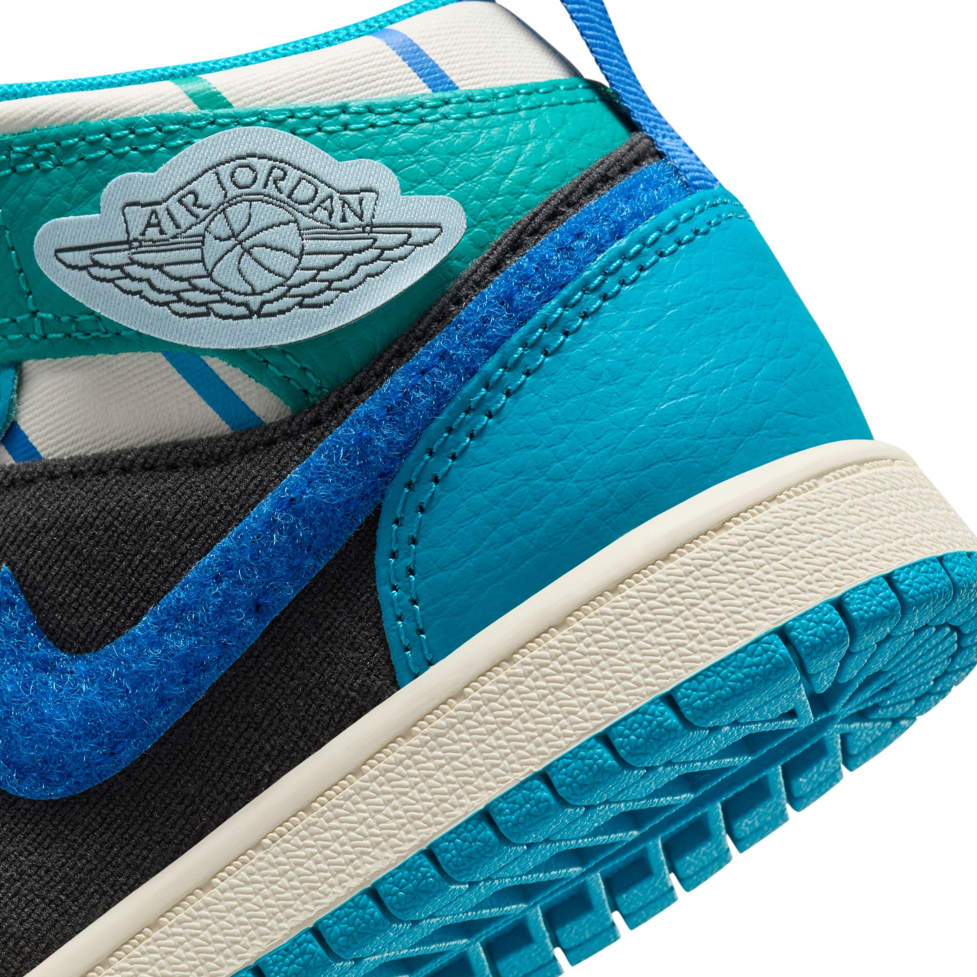 Jordan 1 Mid SS "Aqua" Preschool Kids' Shoe - ANTHRACITE/GLACIER BLUE/AQUATONE Thumbnail View 5