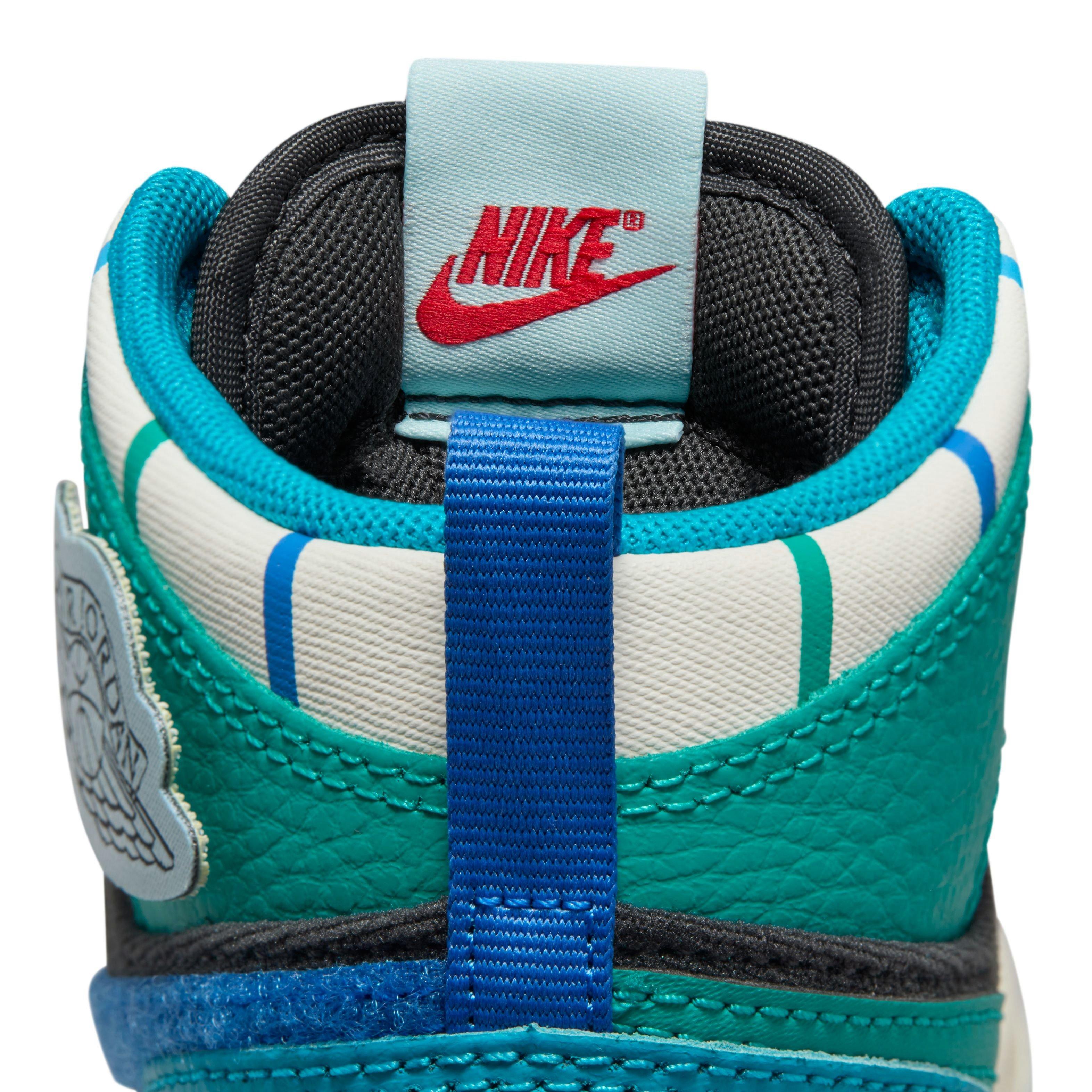 Jordan 1 Mid SS "Aqua" Preschool Kids' Shoe - ANTHRACITE/GLACIER BLUE/AQUATONE Thumbnail View 7